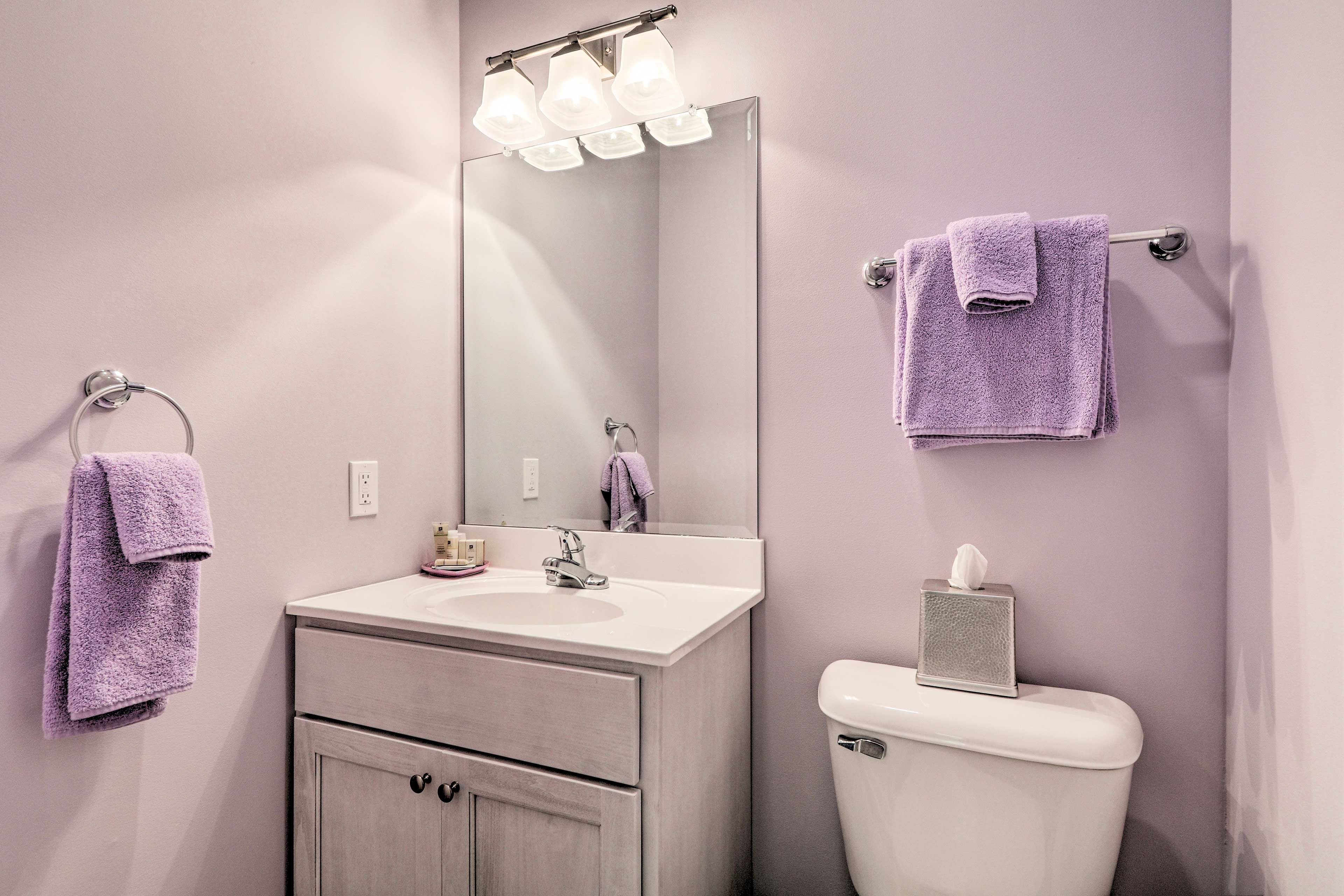 Freshen up in the half bathroom before dinner.
