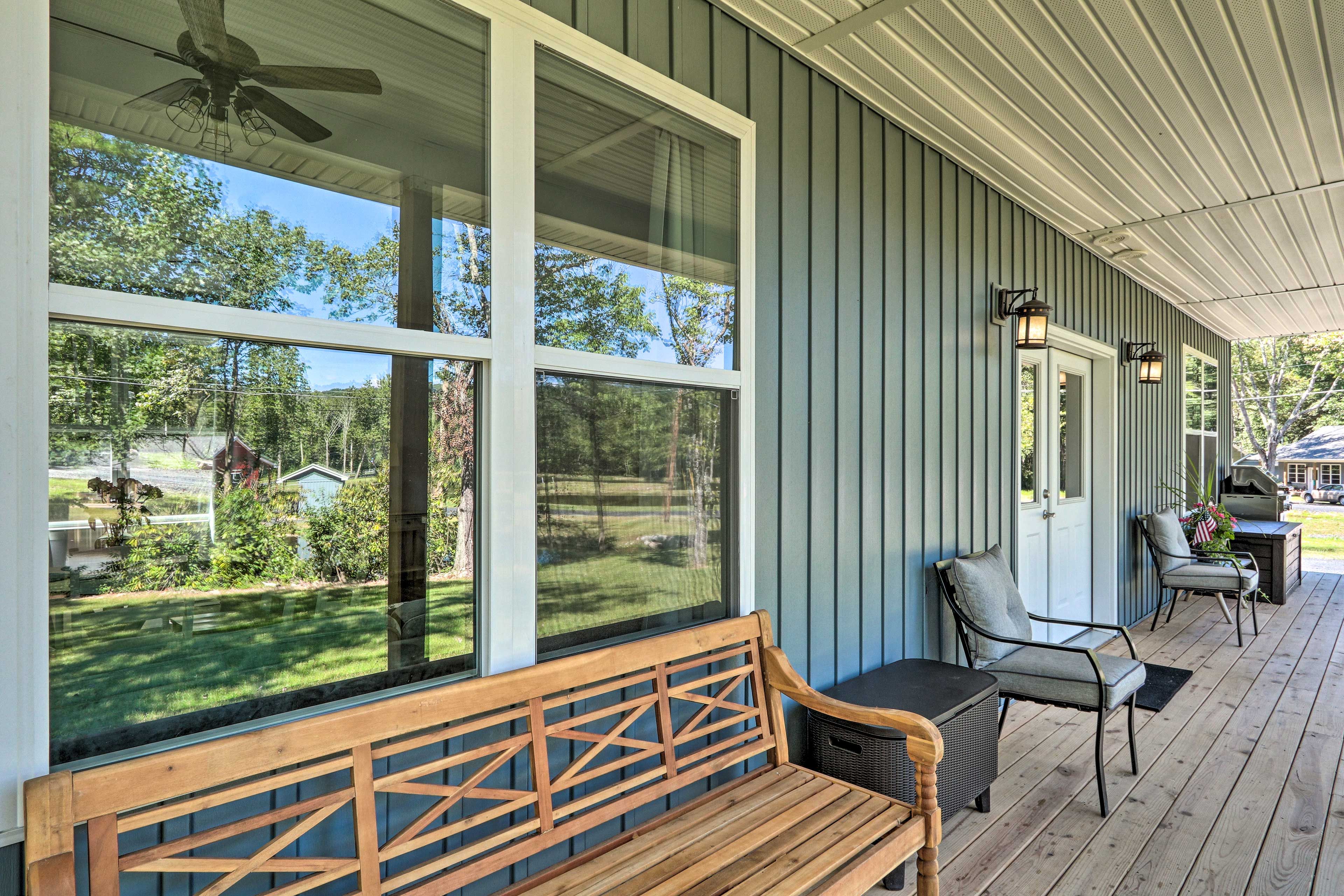 Bring your coffee out to the porch to sip and take in the scenery.