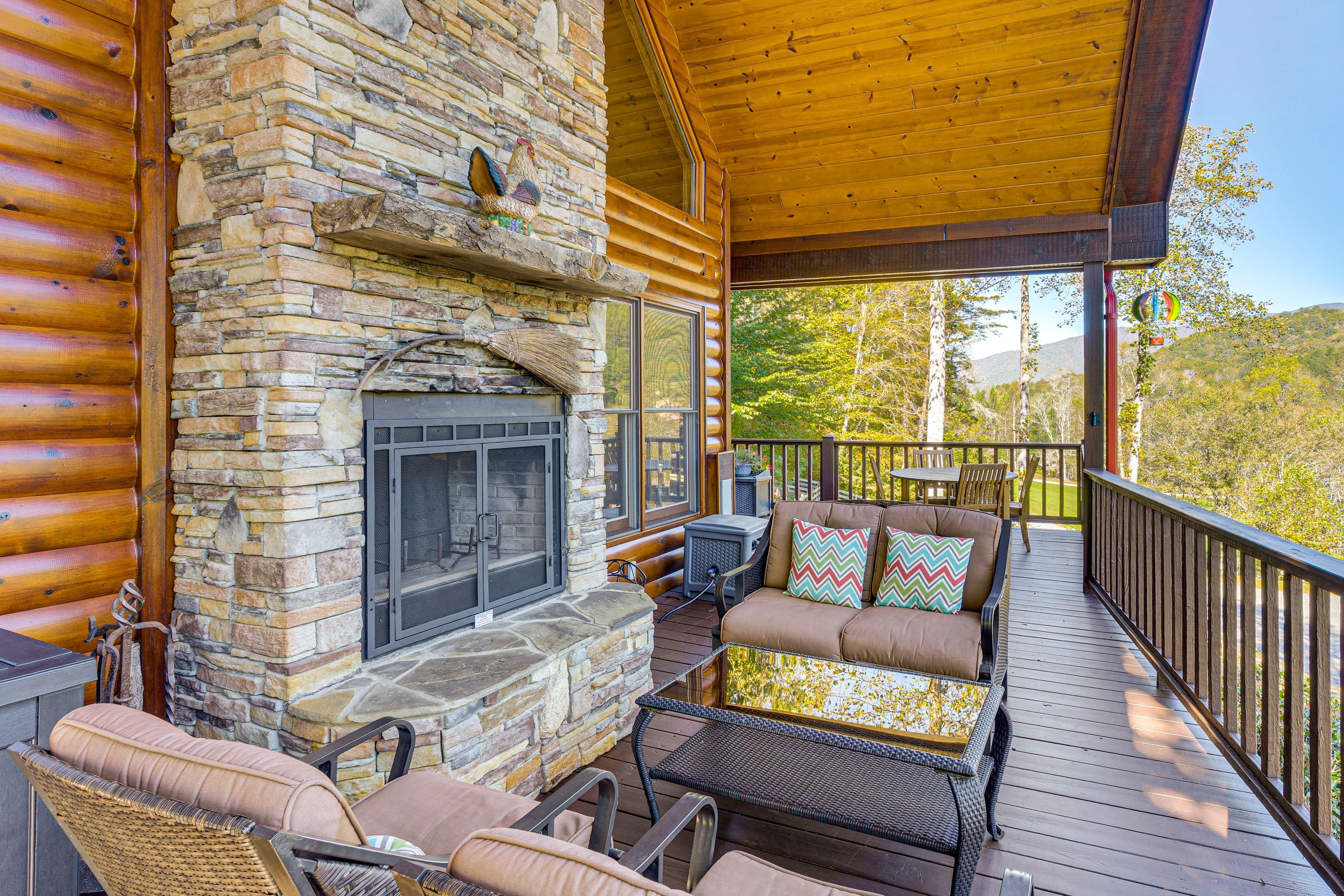Exterior | Furnished Deck | Fireplace | Lounge Area
