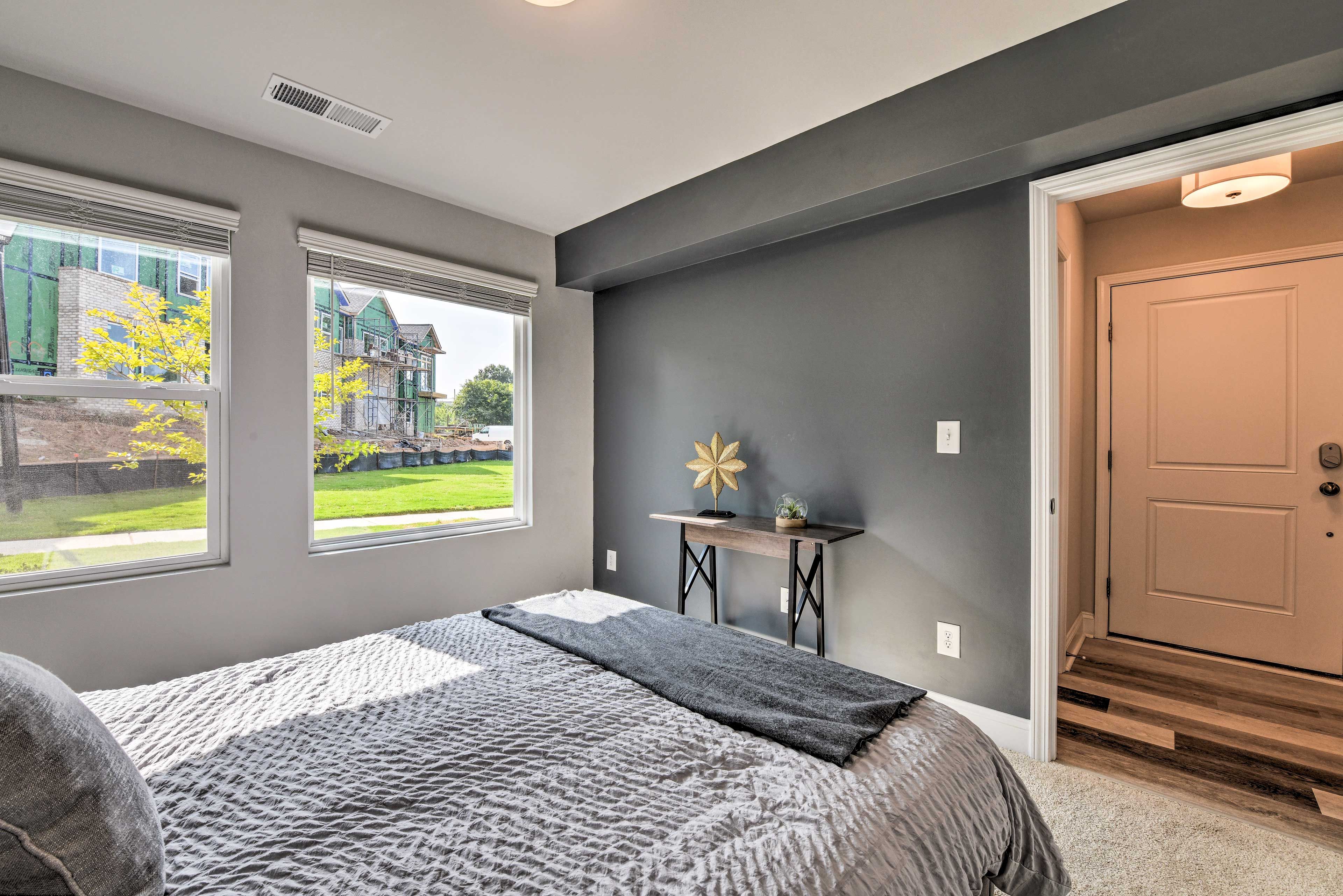Two travelers will sleep comfortably in this room.