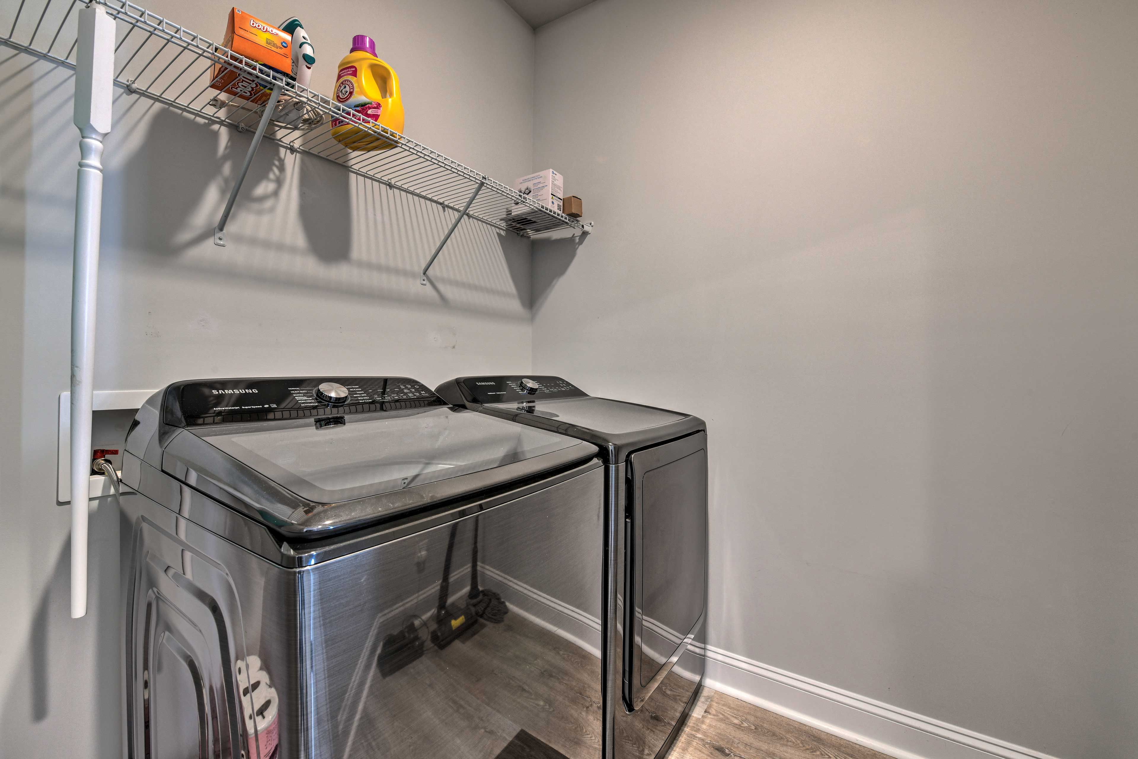 Keep your clothes fresh and clean with the home's washer and dryer.