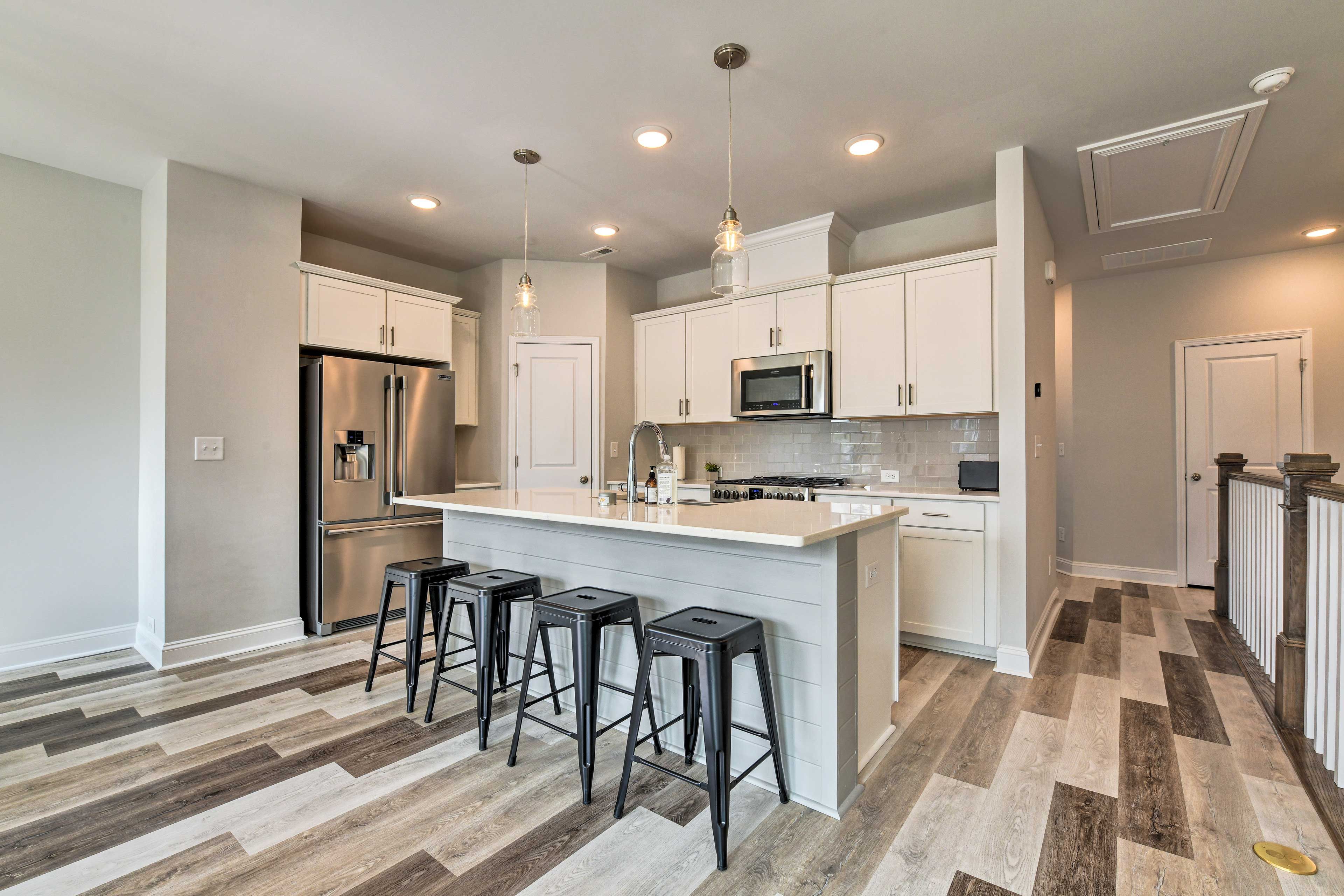The open-concept floor plan is great for families and larger groups.