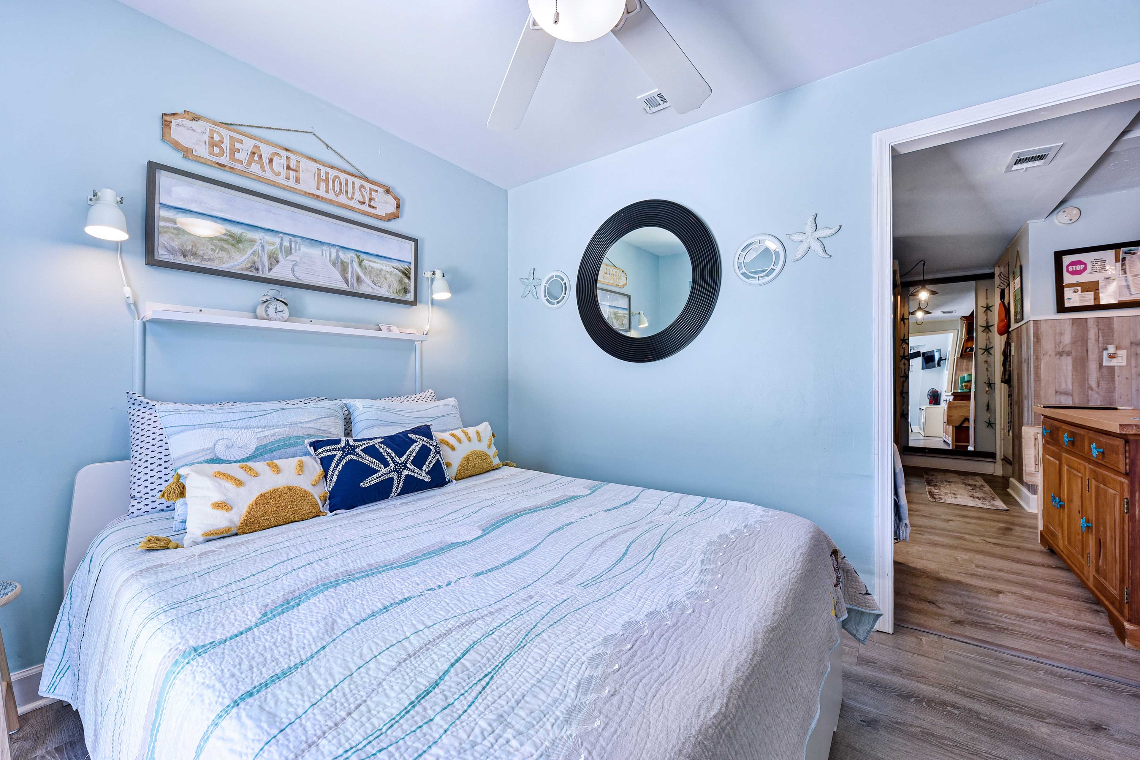 Bedroom | Queen Bed | Window A/C Unit | Dehumidifier