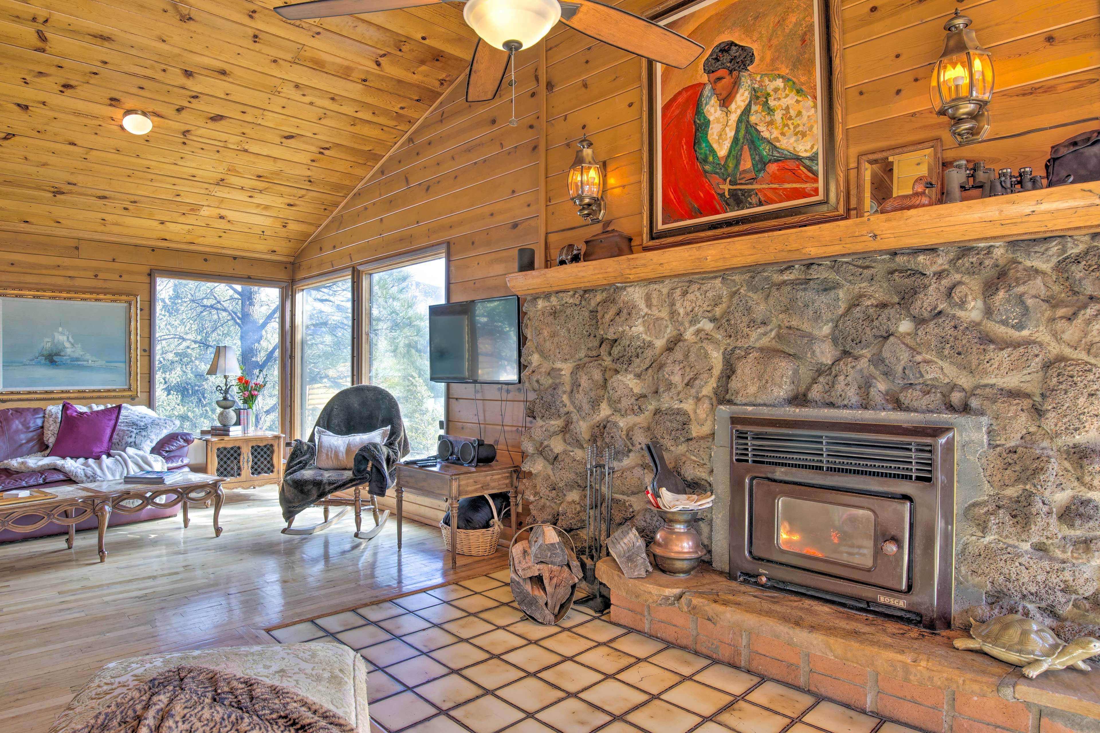 Living Room | Wood-Burning Fireplace