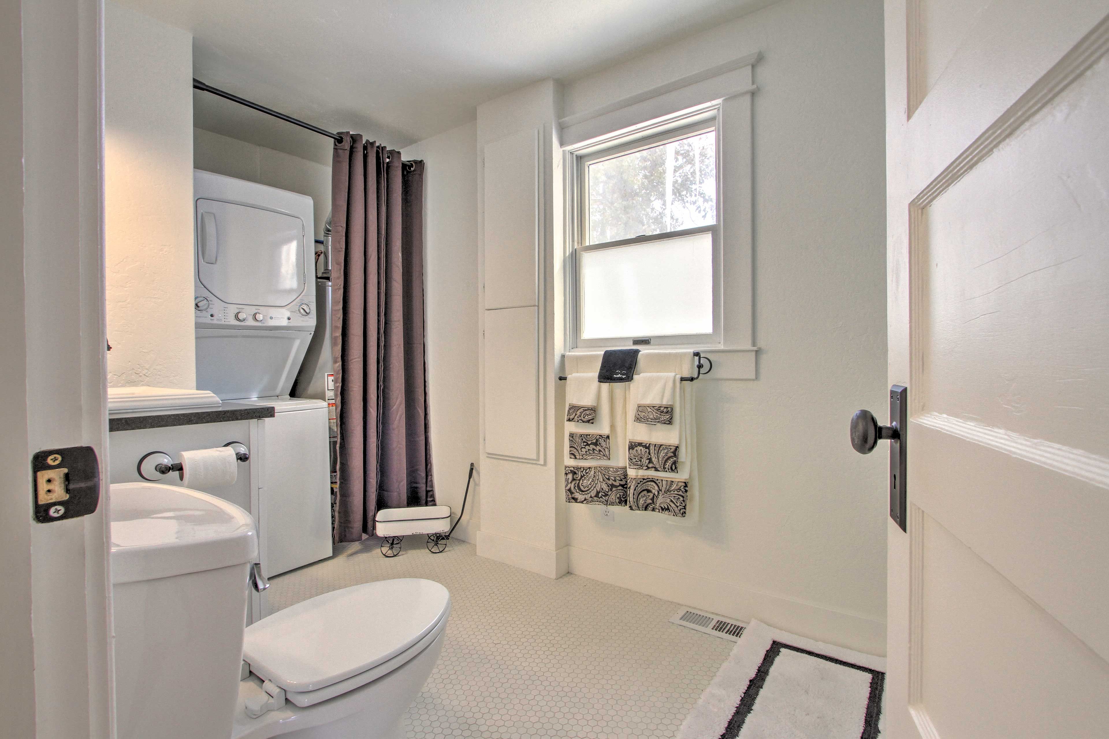 Full Bathroom | First Floor | Stacked Laundry Machines