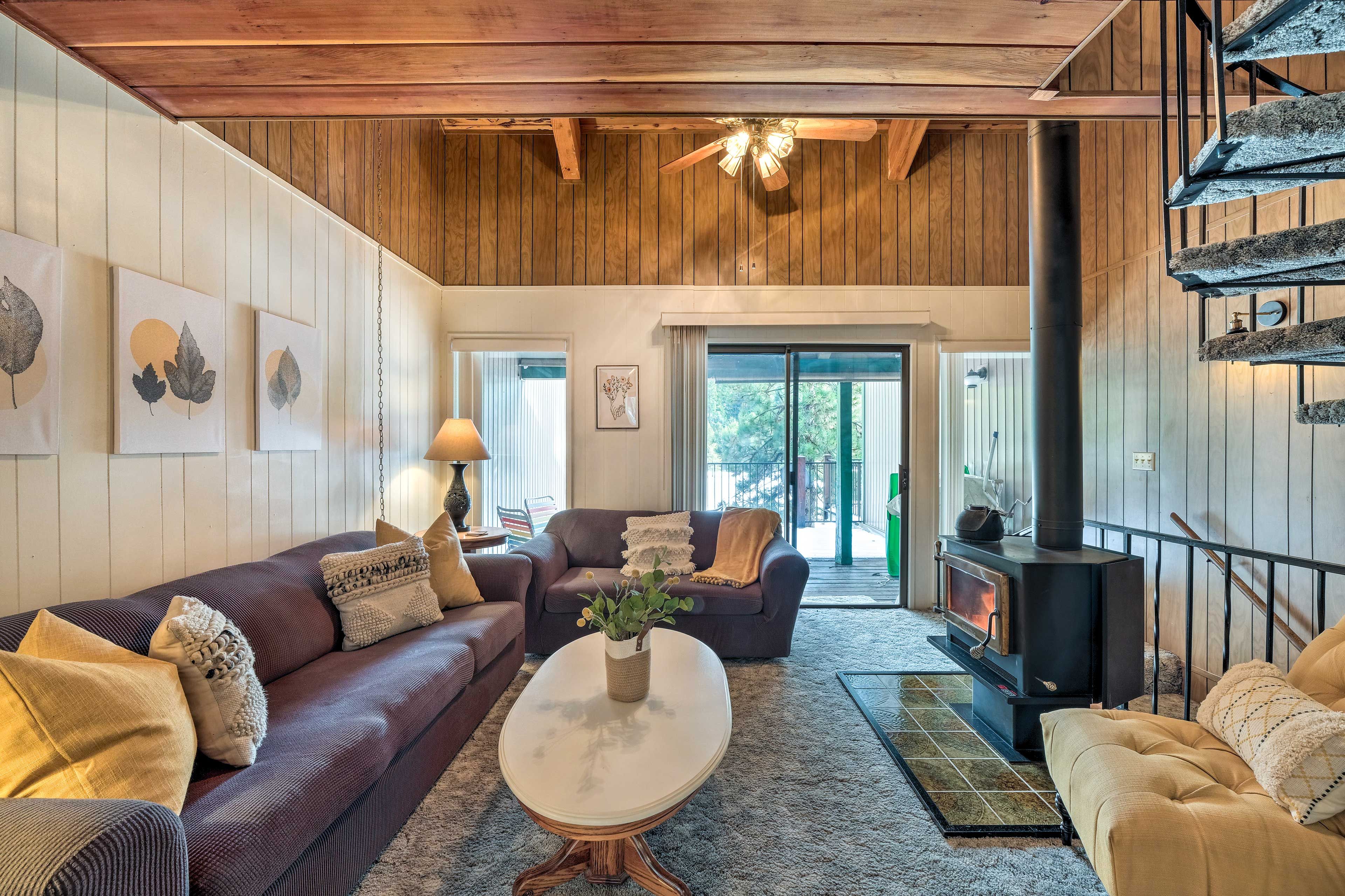 Living Room | Wood-burning Fireplace | Patio Access | Loft Access