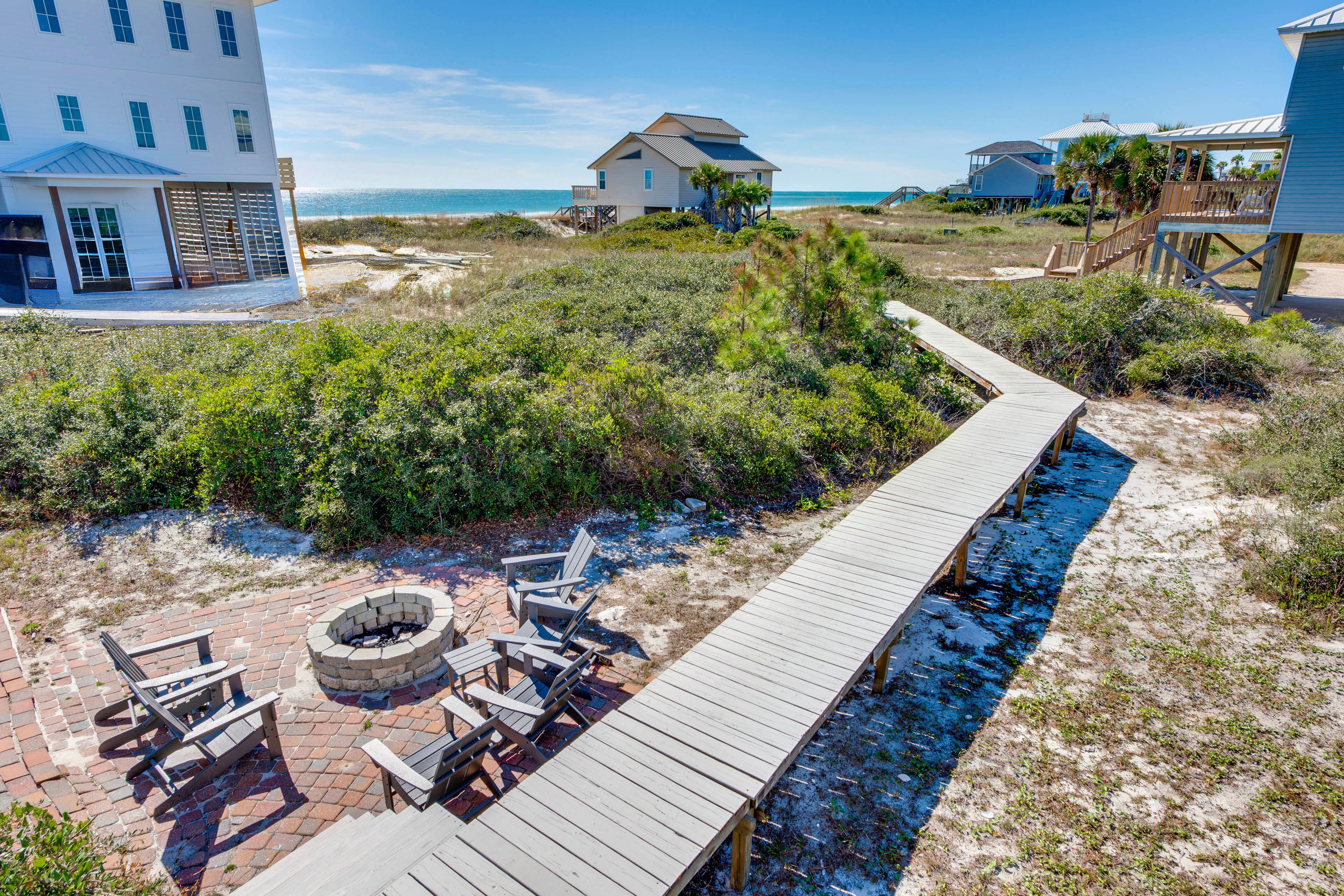 Exterior | Fire Pit w/ Seating | Beach Boardwalk