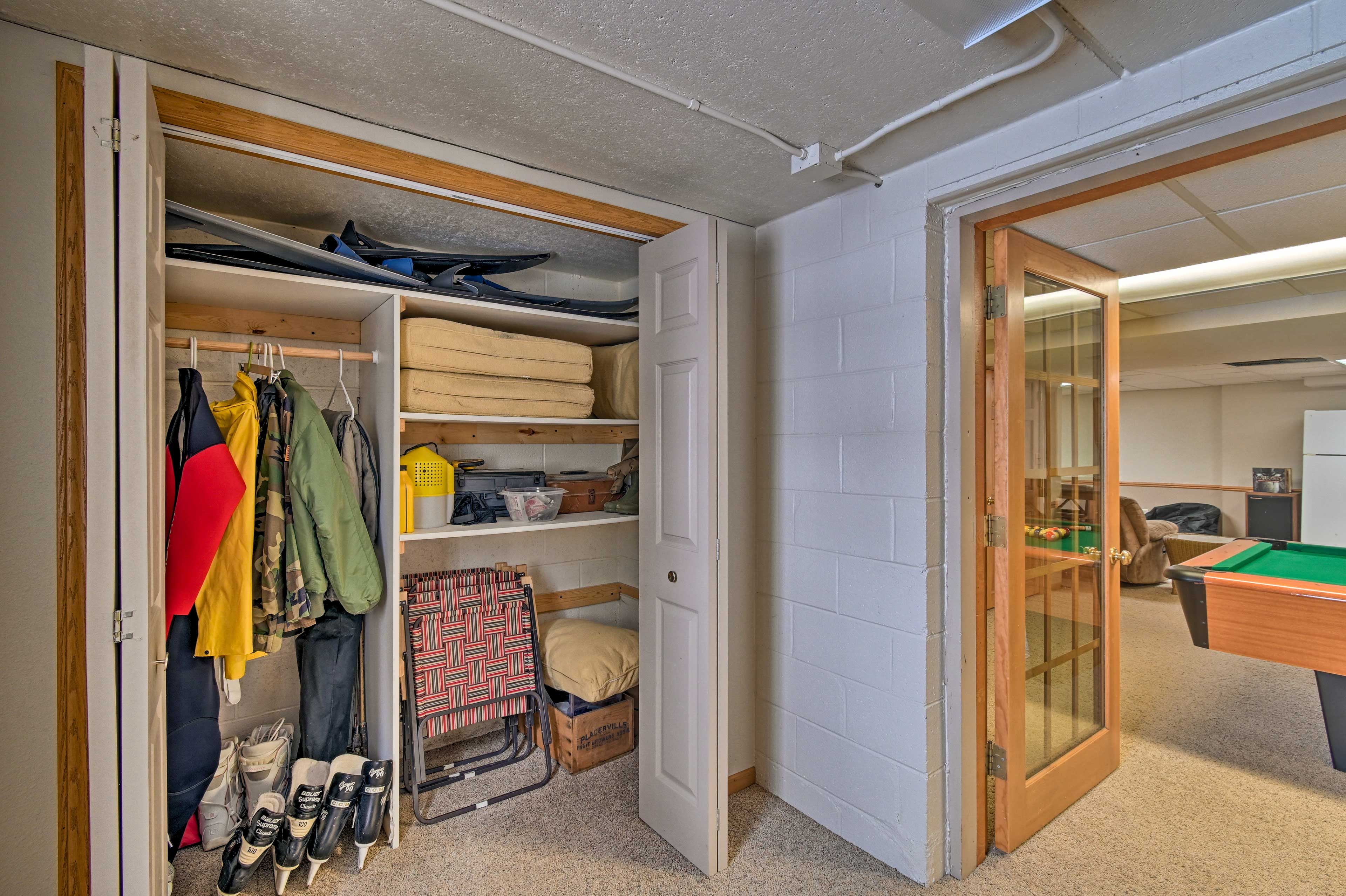 Downstairs Gear Storage | Walkout Yard Access