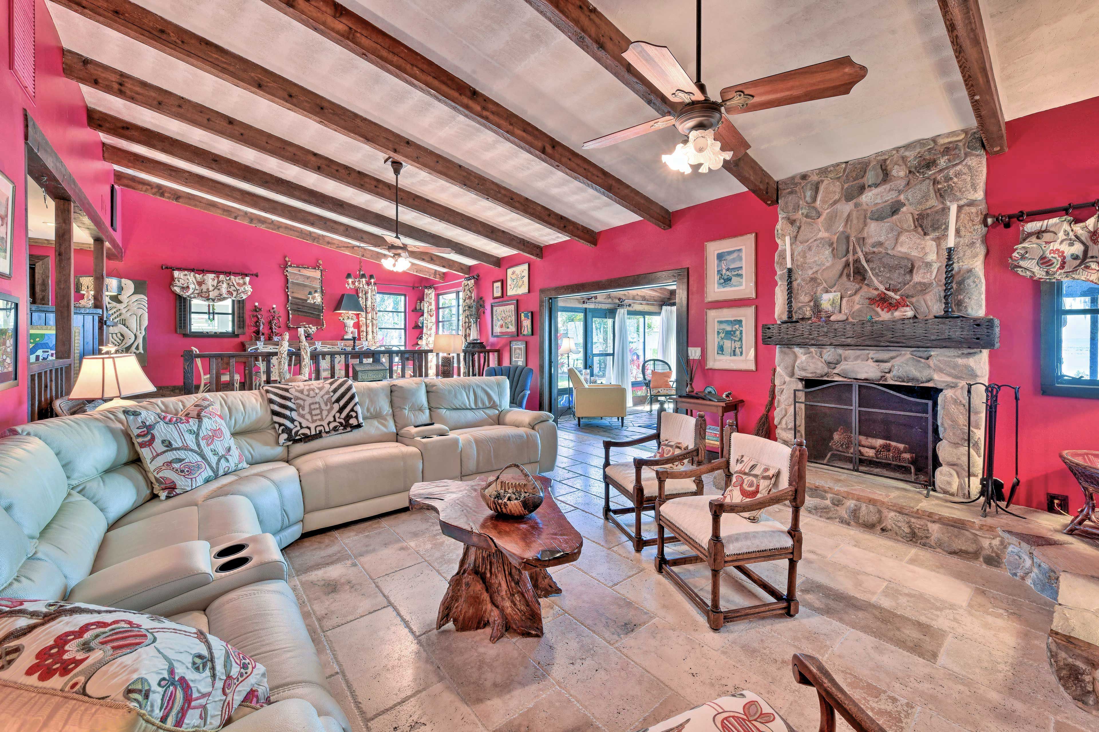 Living Room | Wood-Burning Fireplace | Smart TV