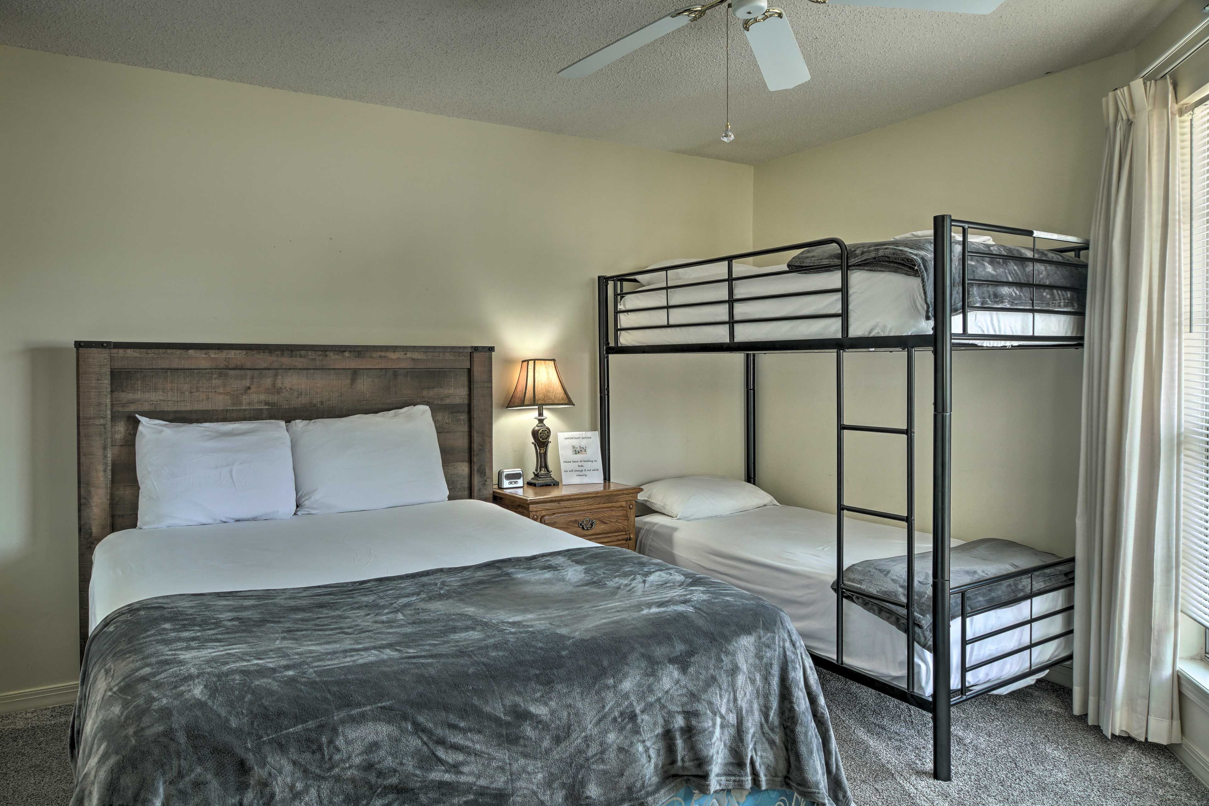 Bedroom 2 | Queen Bed | Twin Bunk Bed | Linens Provided