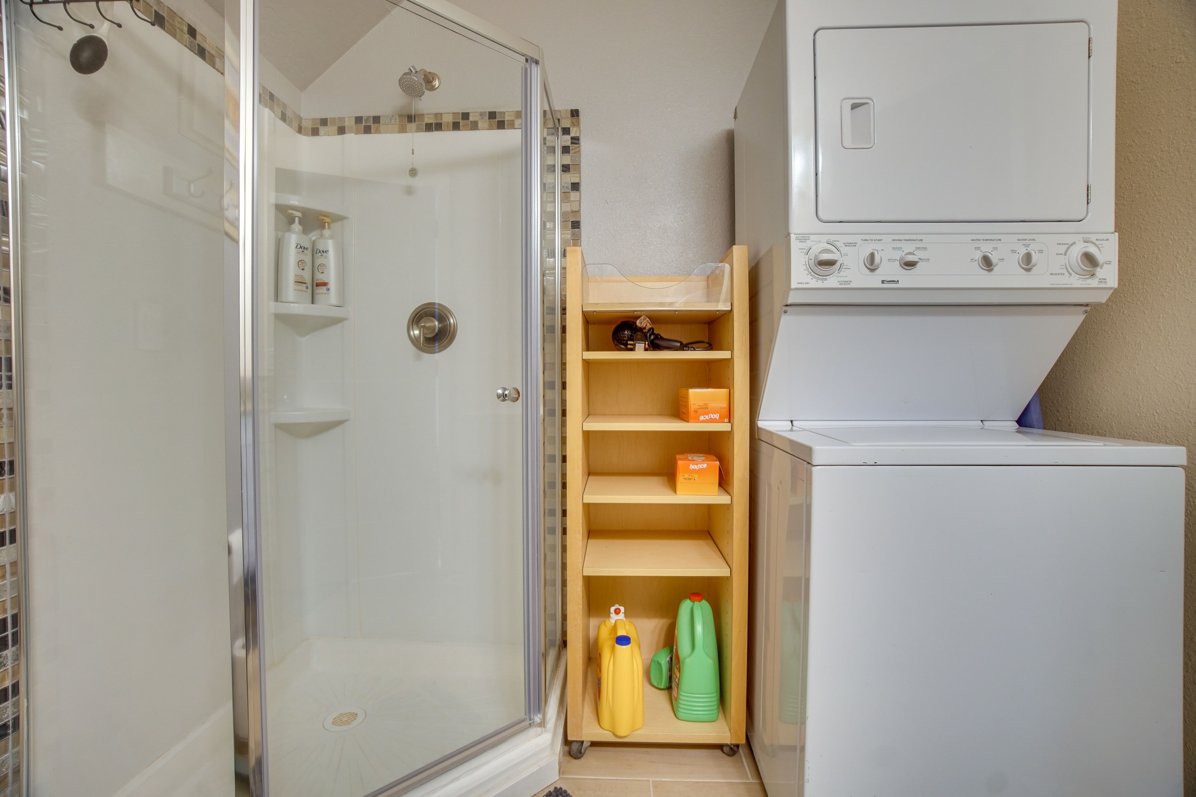 Bath | Stacked Laundry Machines | Iron & Ironing Board