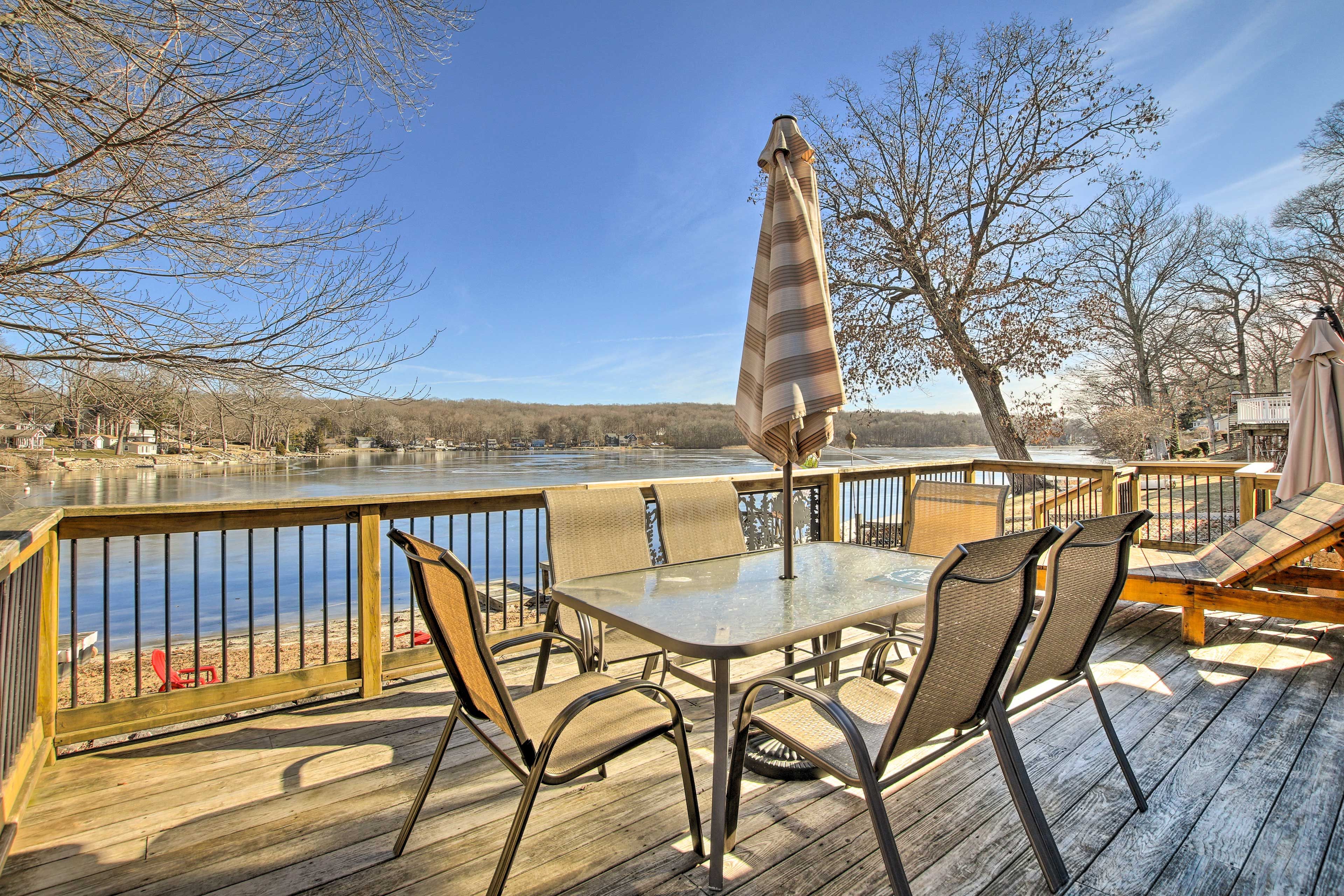 Private Deck | Gas Grill | Wangumbaug Lake Views
