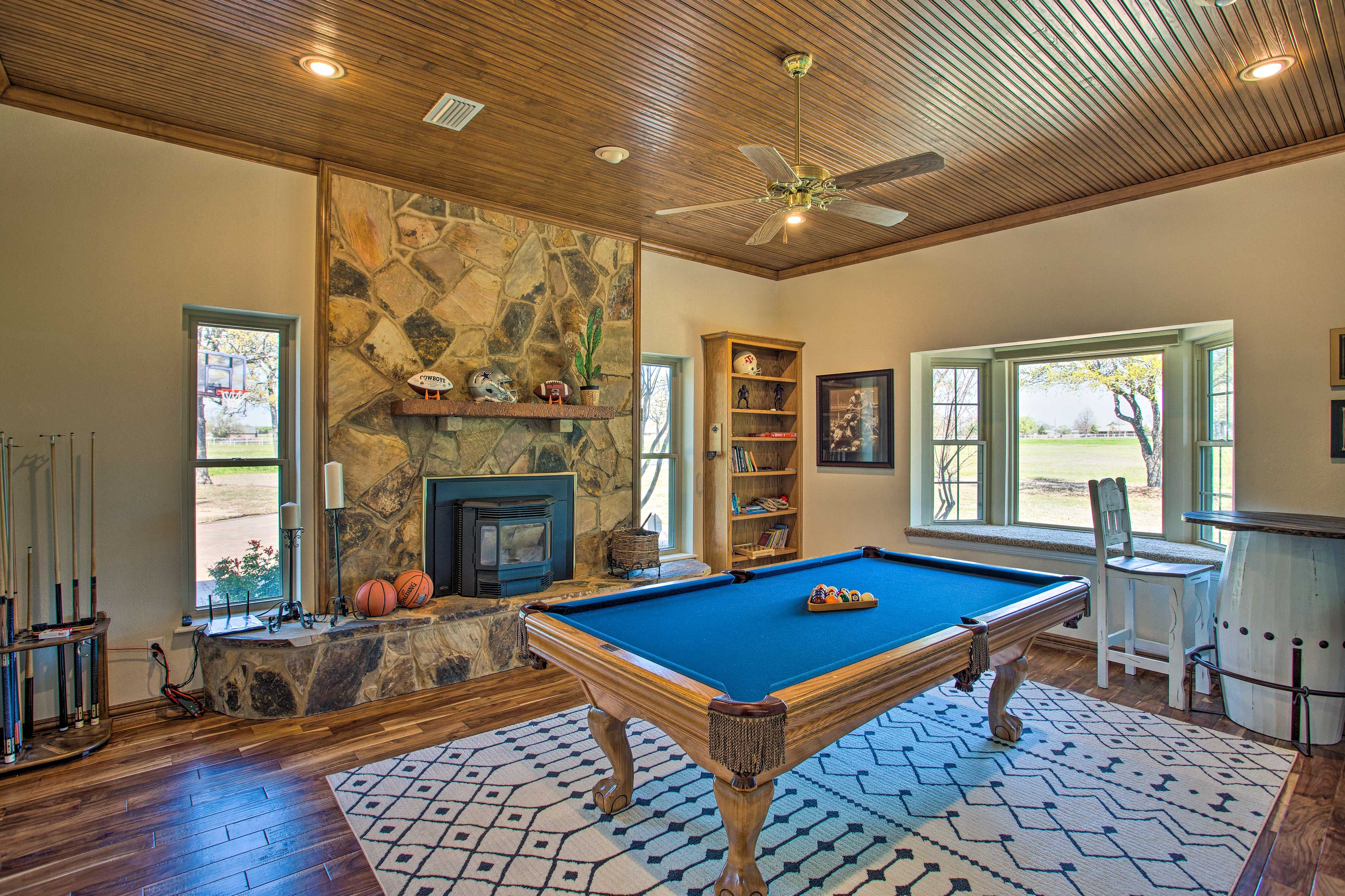 Game Room | 1st Floor | Wine Table | Wood-Pellet Fireplace