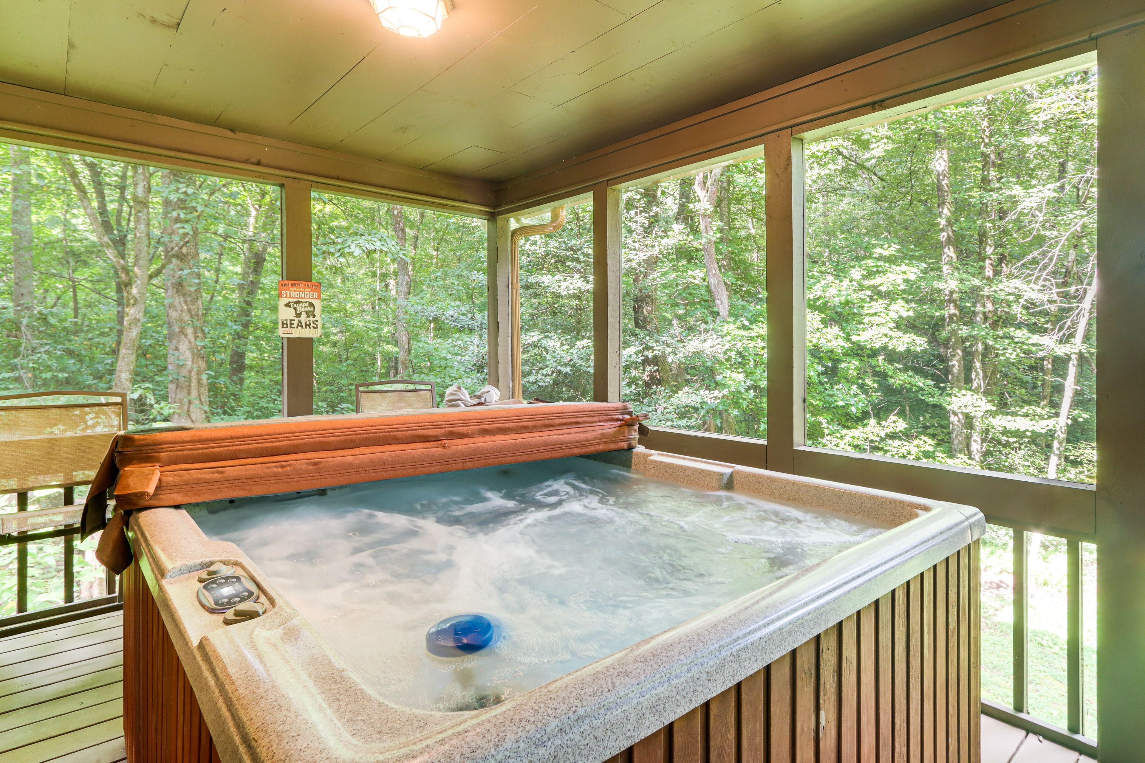 Screened Porch | Private Hot Tub | Creek Views