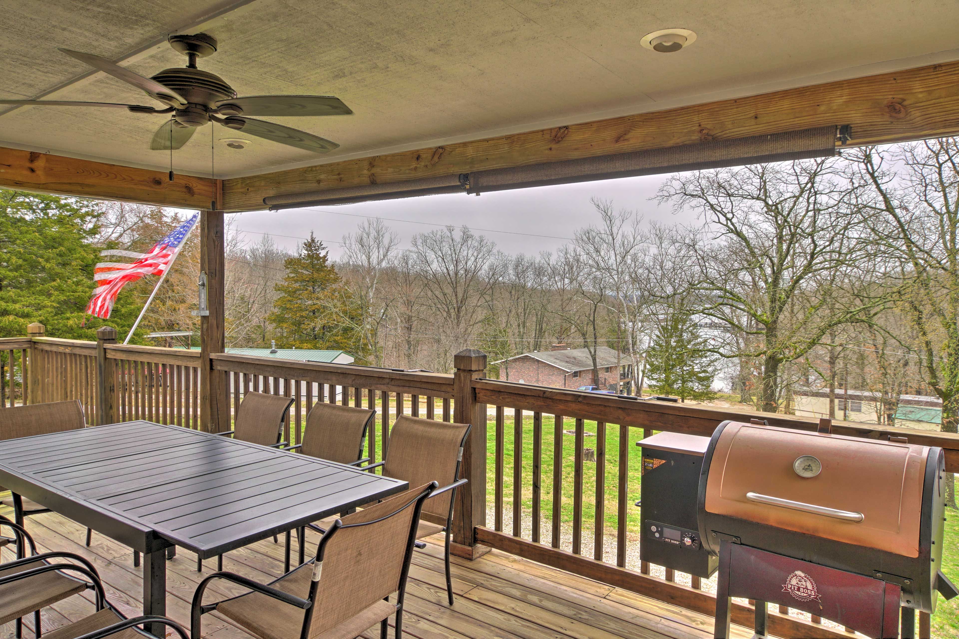 Branson West Vacation Rental | 2BR | 1BA | 1,100 Sq Ft | Stairs Required