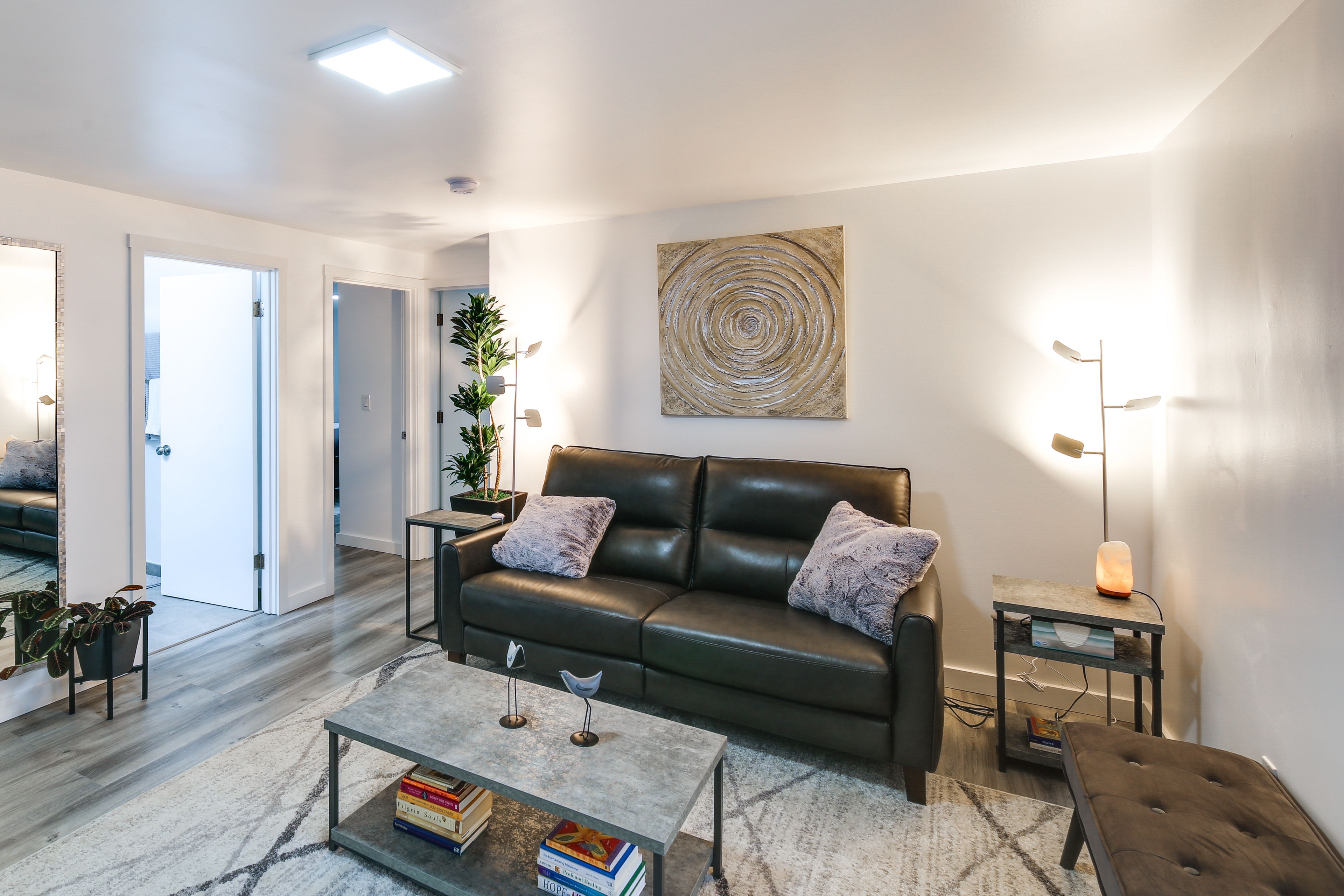 Living Room | Smart TV (Netflix, Hulu, Disney+, Spotify) | Electric Fireplace