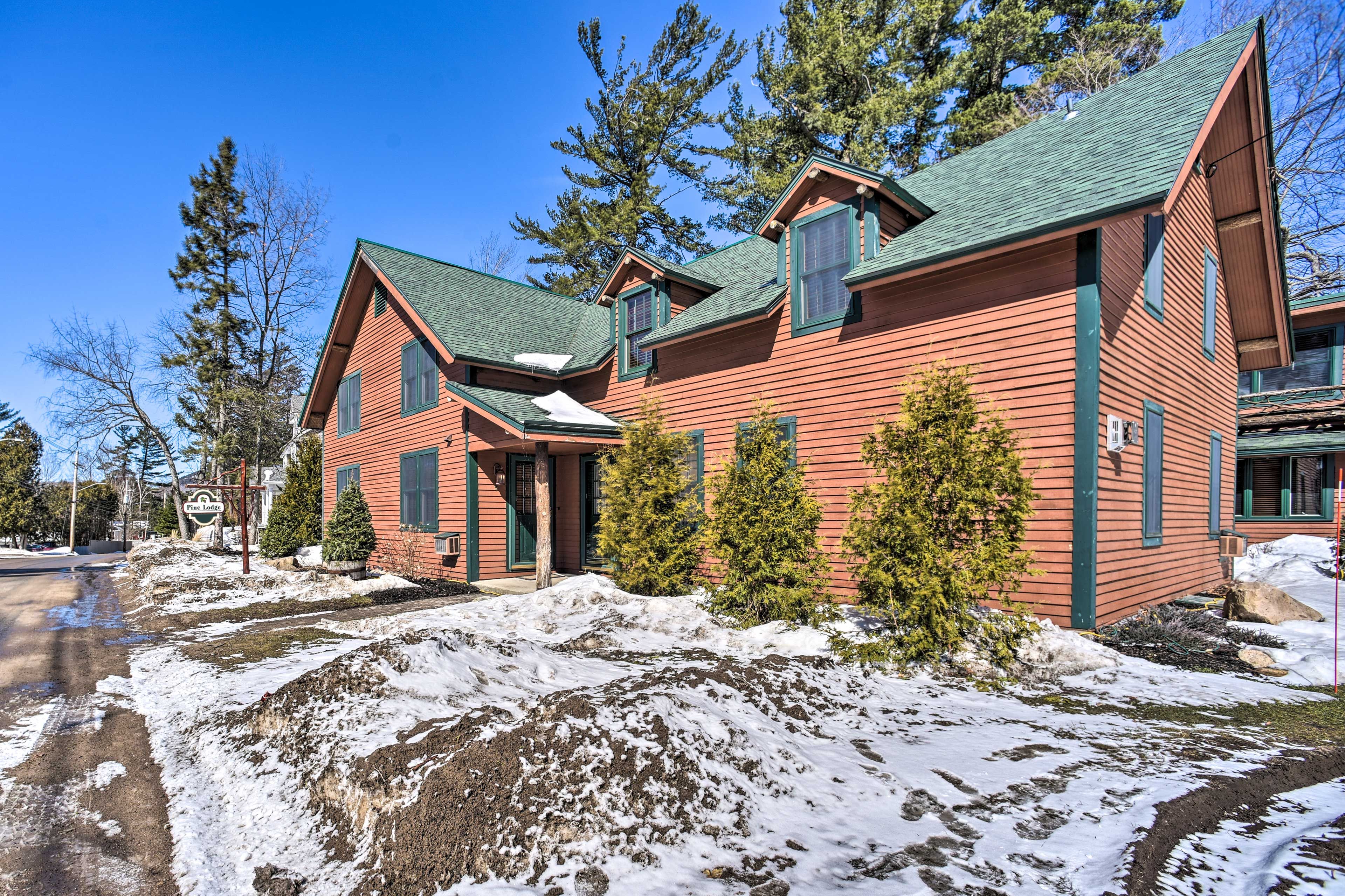 Pine Lodge Condo Exterior | Stairs Required to Access Bedrooms