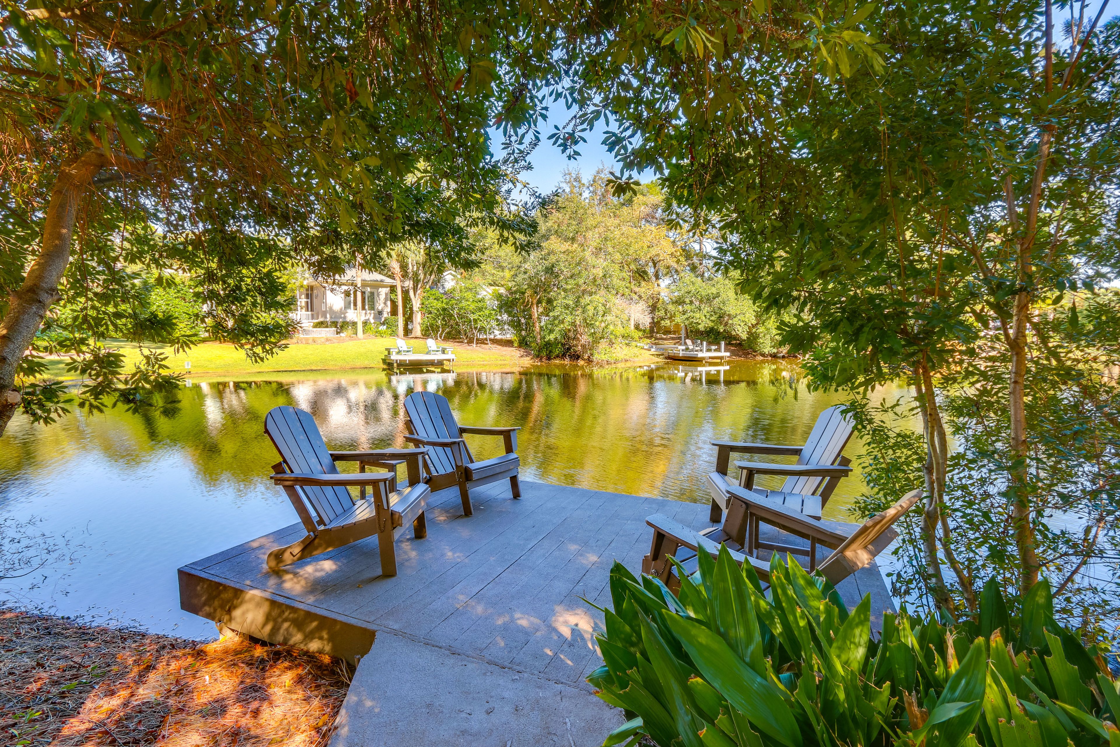 Pond | Fishing Dock w/ Adirondack Chairs