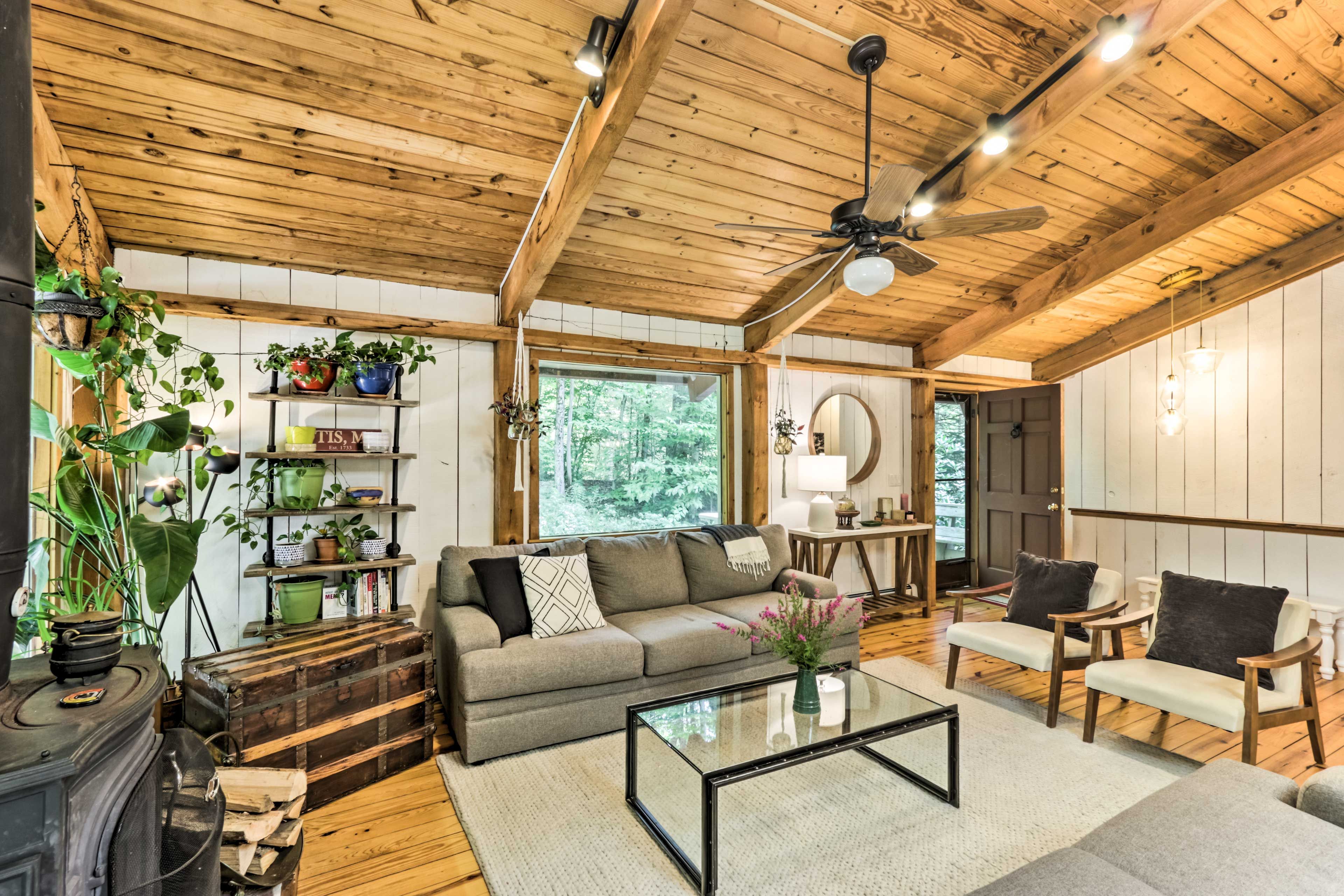 Living Room | Wood-Burning Stove | Bedroom/Bathroom on Main Floor