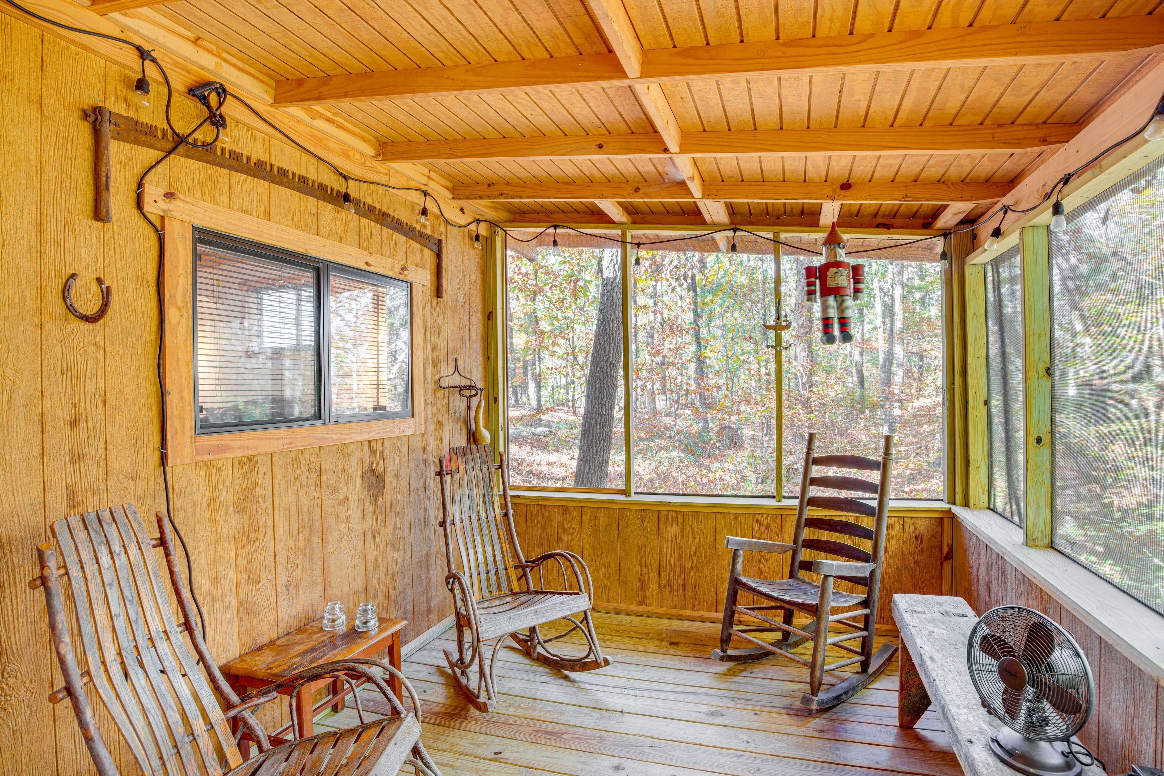 Screened-In Porch | Overlooking Coon Creek Forever Wild Tract