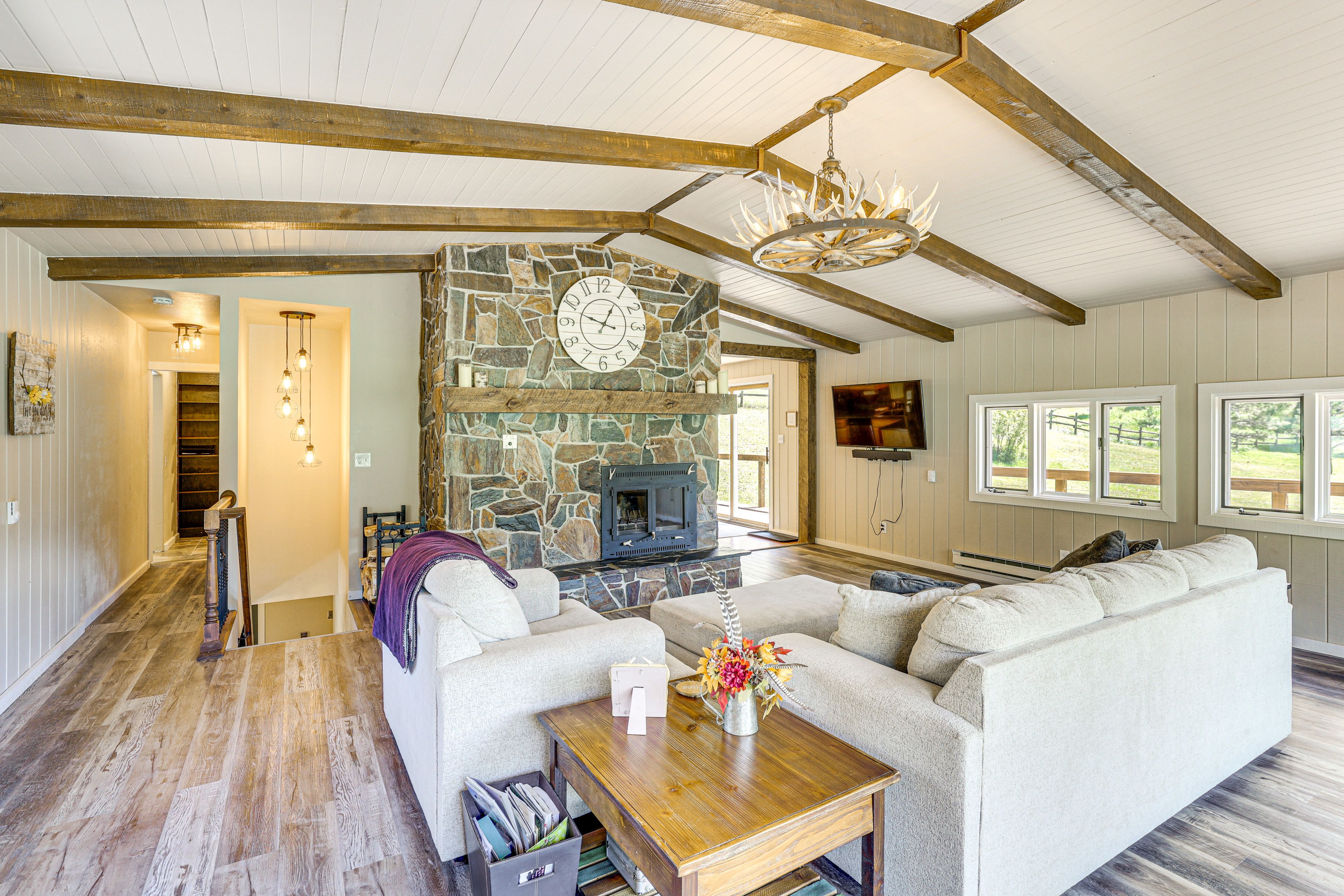 Living Room | 1st Floor | Free WiFi | Wood-Burning Fireplace