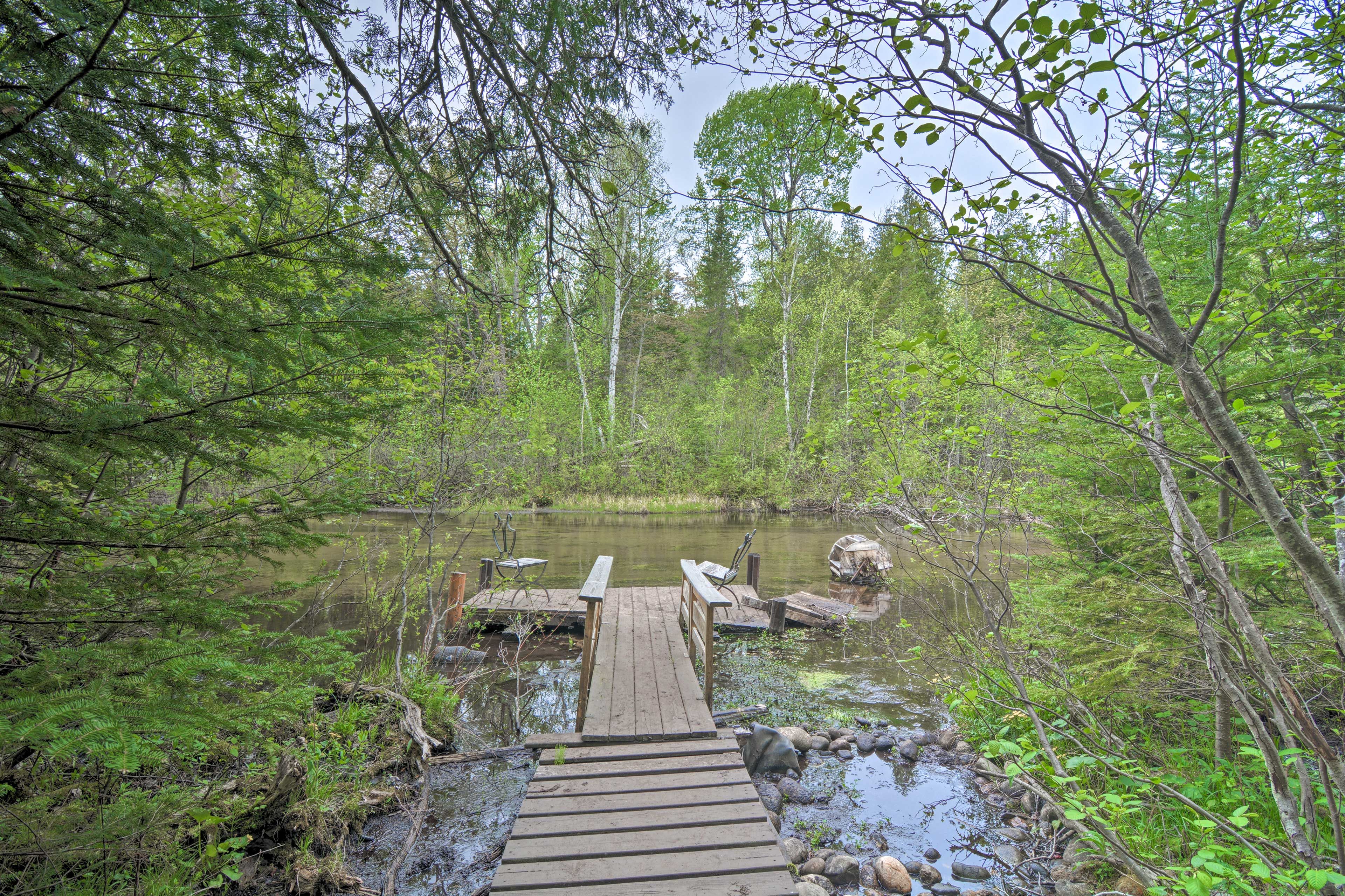 Private Dock | Direct Access to Au Sable River | Canoe Provided