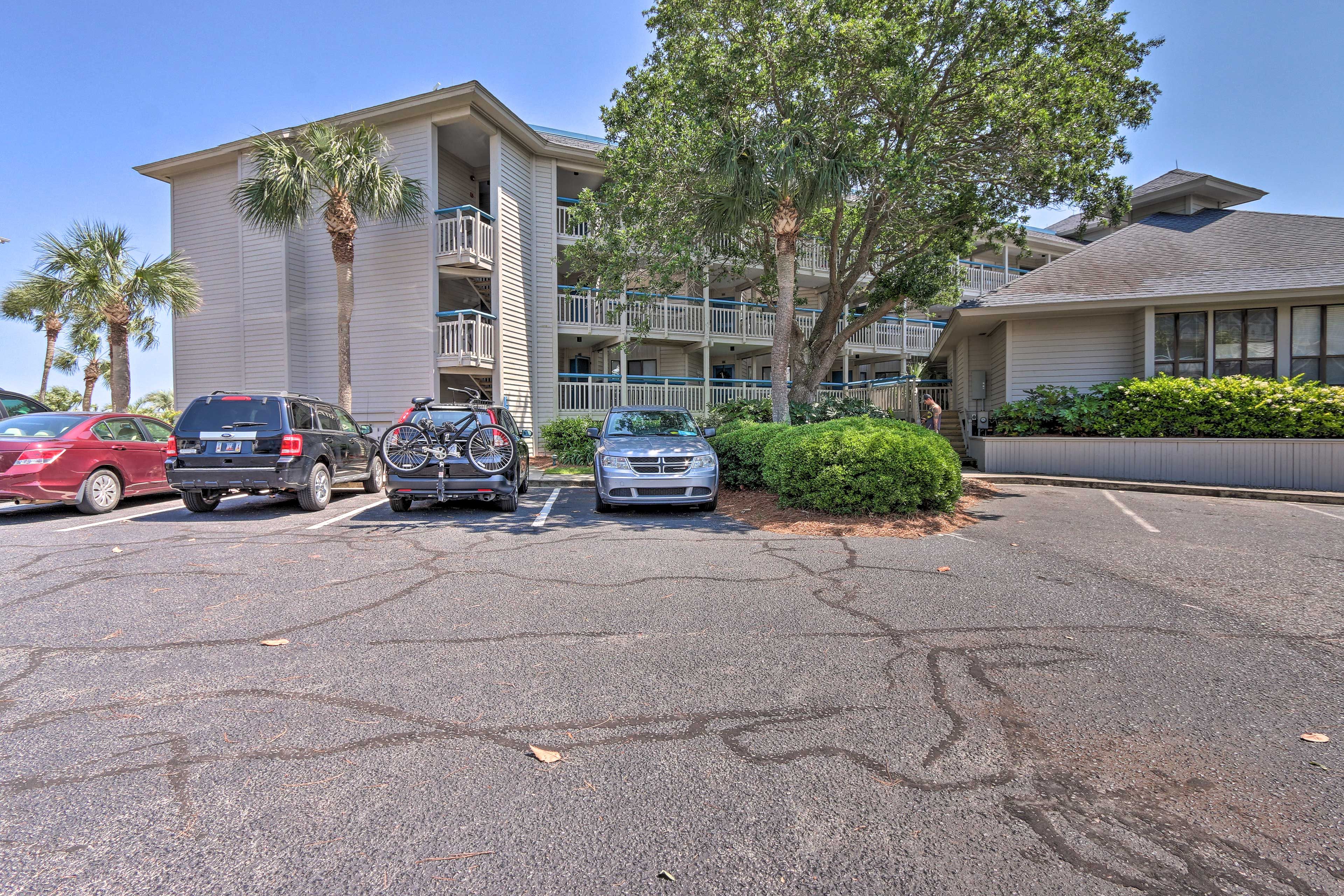 Condo Exterior | Community Lot Parking (1 Vehicle) | 2nd Vehicle w/ Addt'l Fee