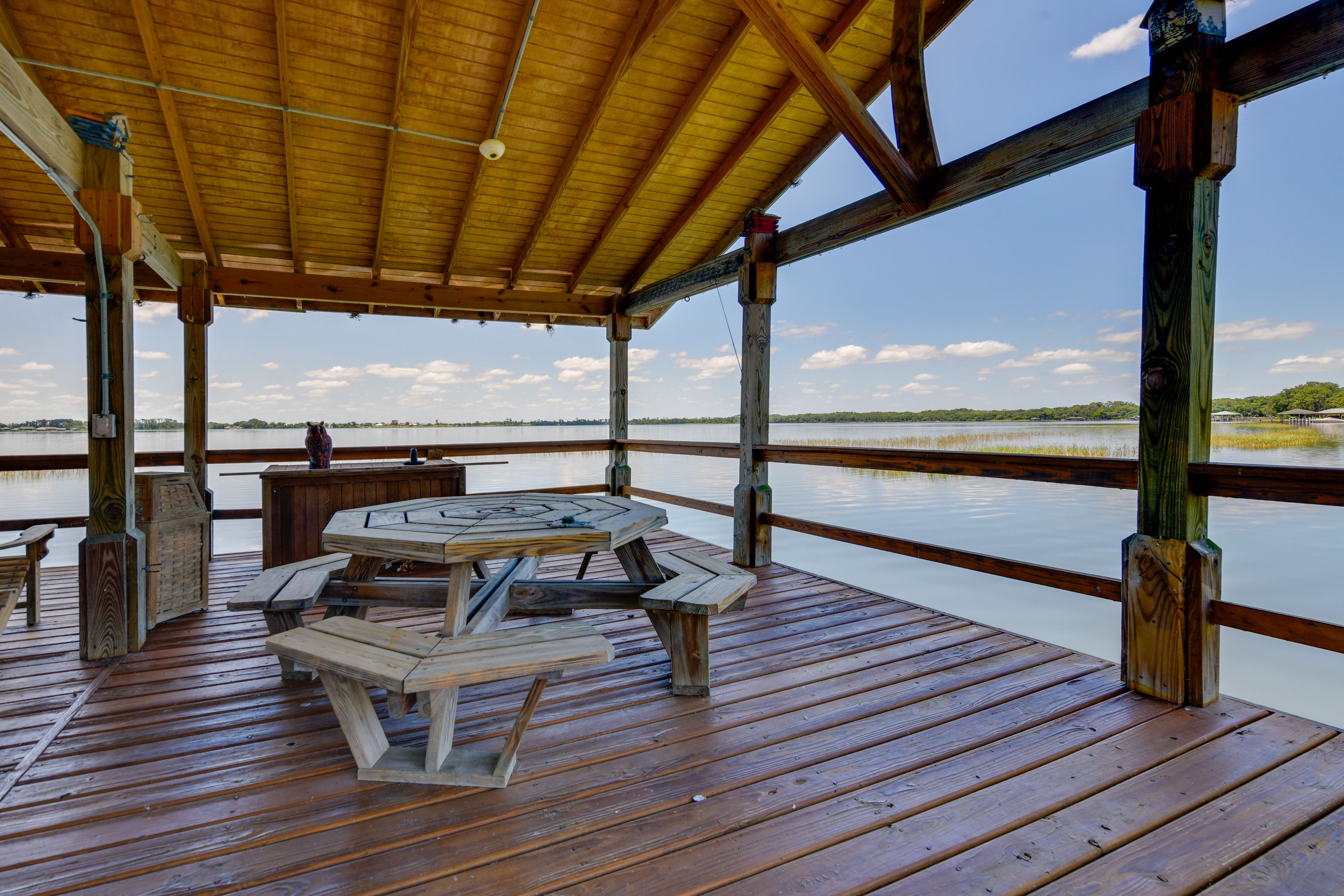 House Exterior | Private Dock on Lake Francis