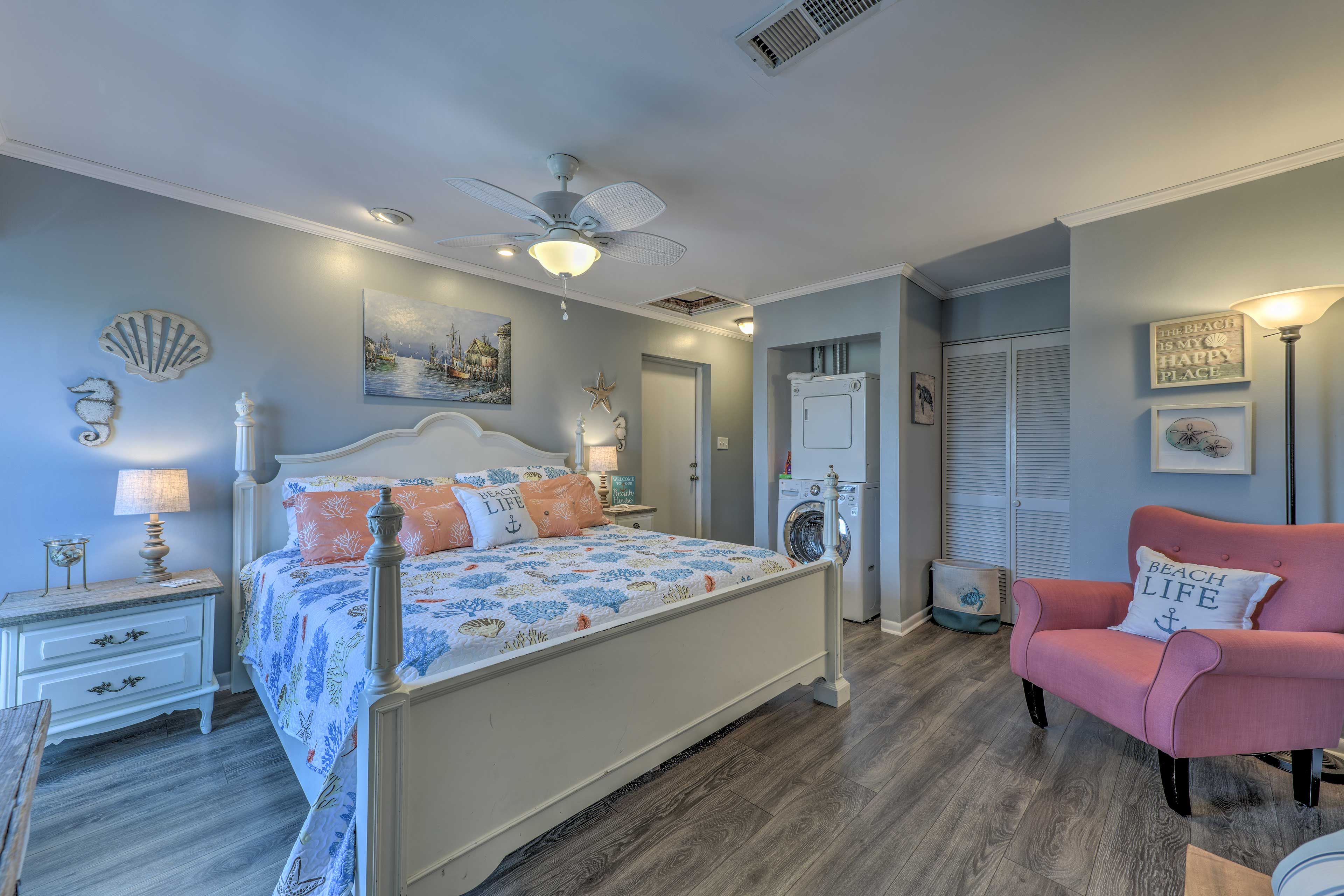 Bedroom | In-Unit Washer/Dryer | Access to 3rd-Floor Balcony