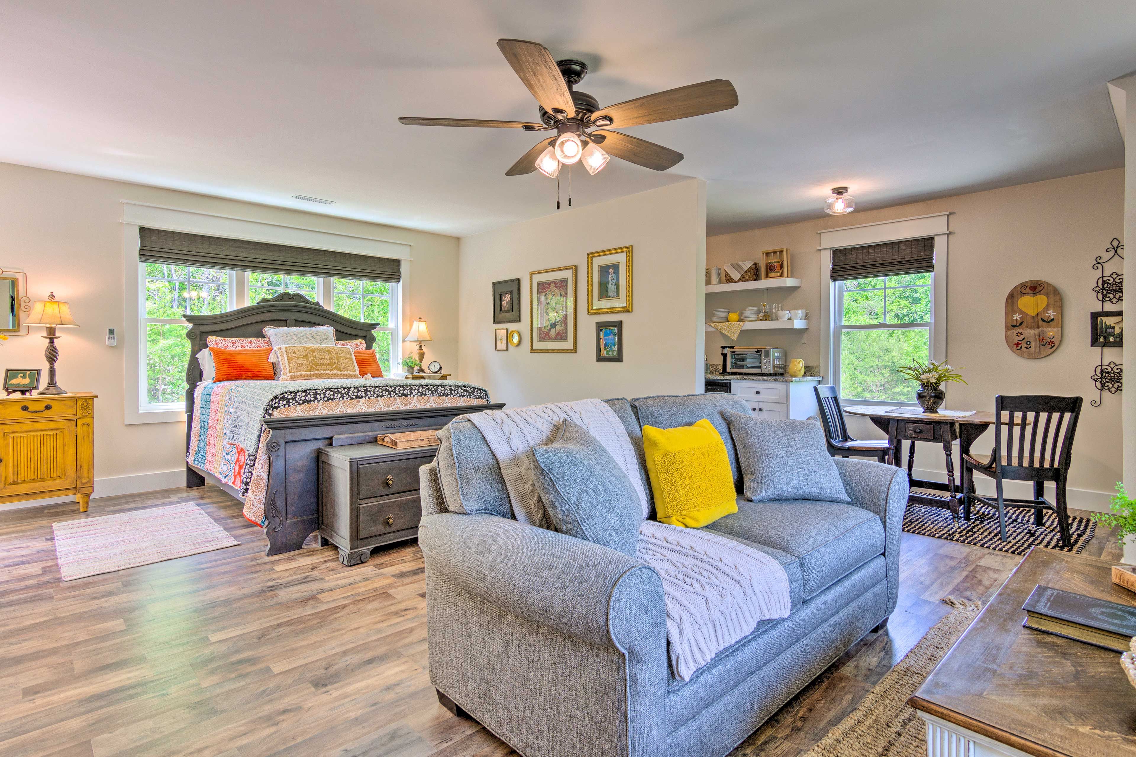 Landrum Vacation Rental | Studio | 1BA | 750 Sq Ft | Outdoor Stairs to Enter