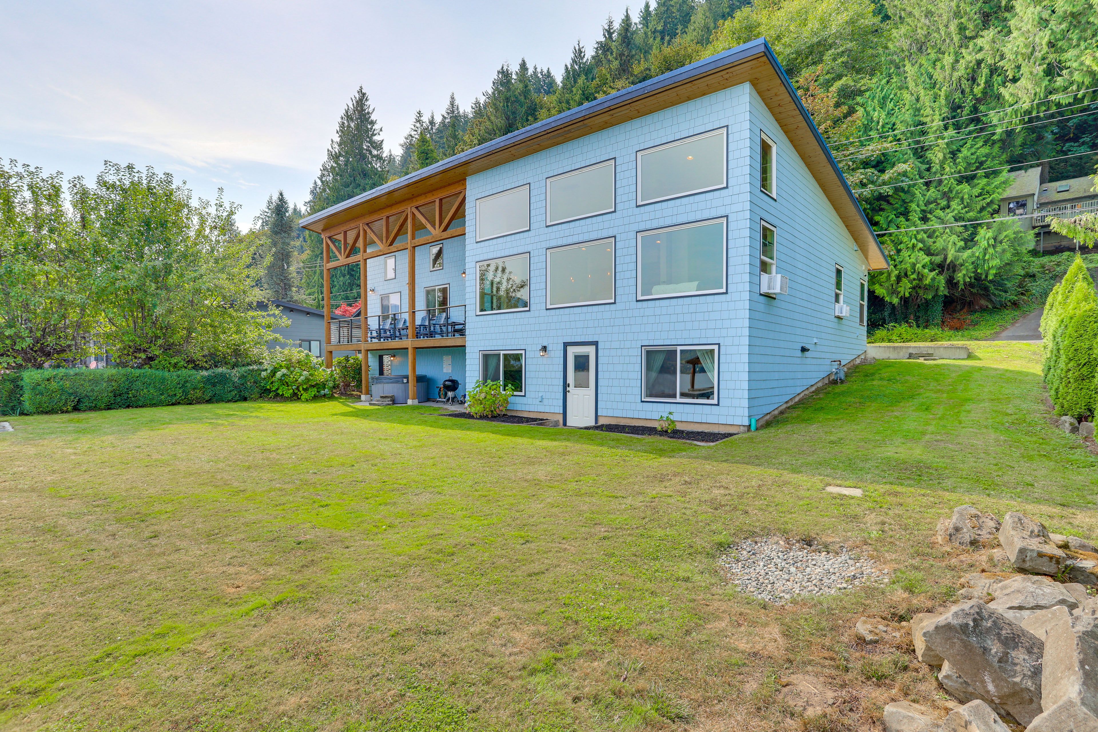 Rear Home Exterior | Direct Lake Access | Private Boat Dock