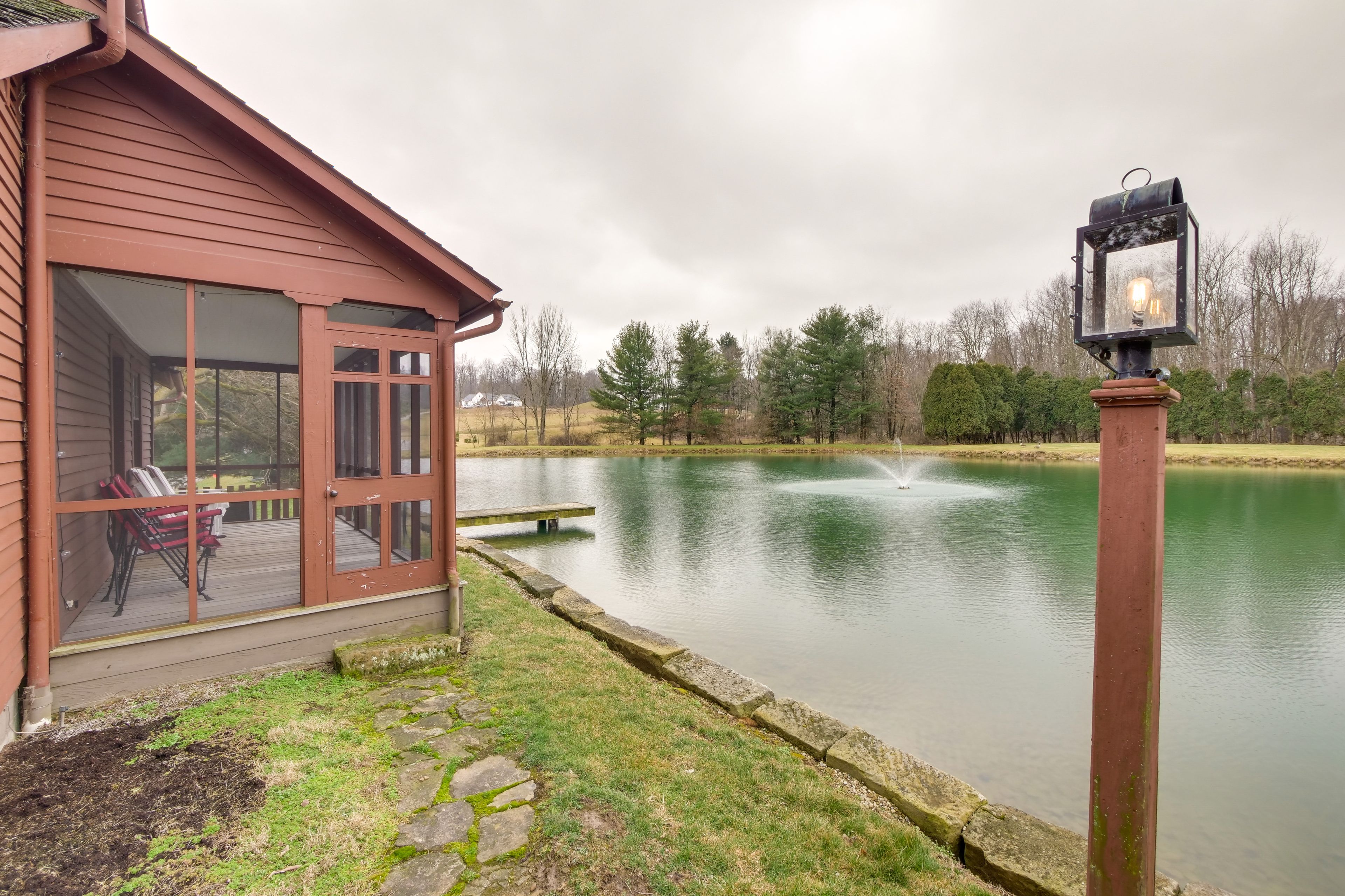 Screened Back Porch | On-Site Pond