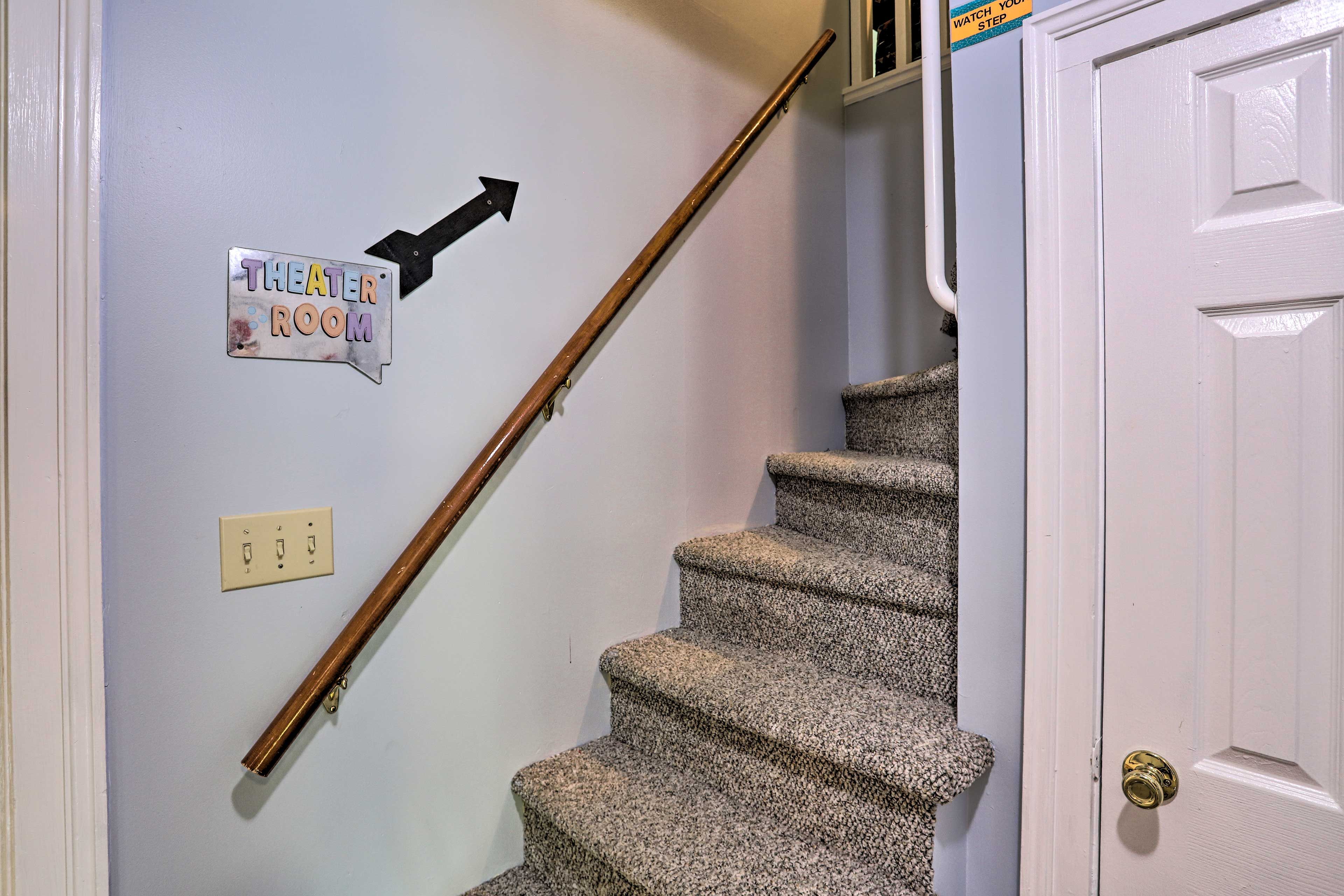 Stairs to Movie Room / Kids Area