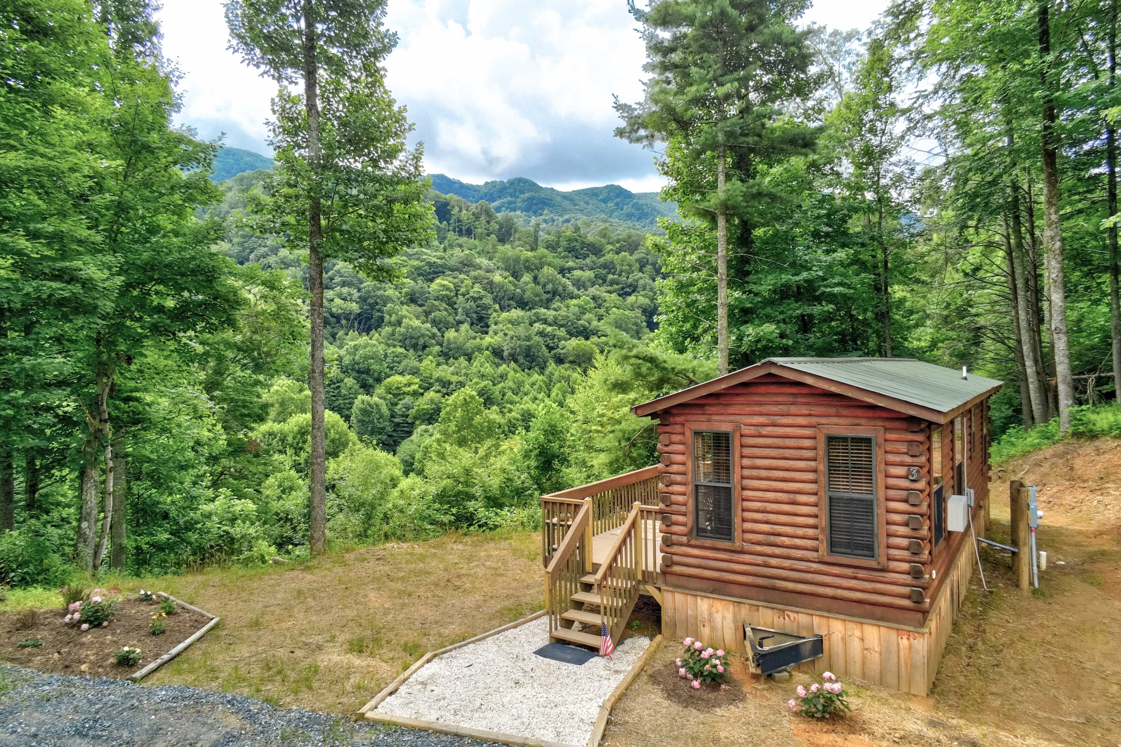 Cabin Exterior | Stairs Required | Mountain Views