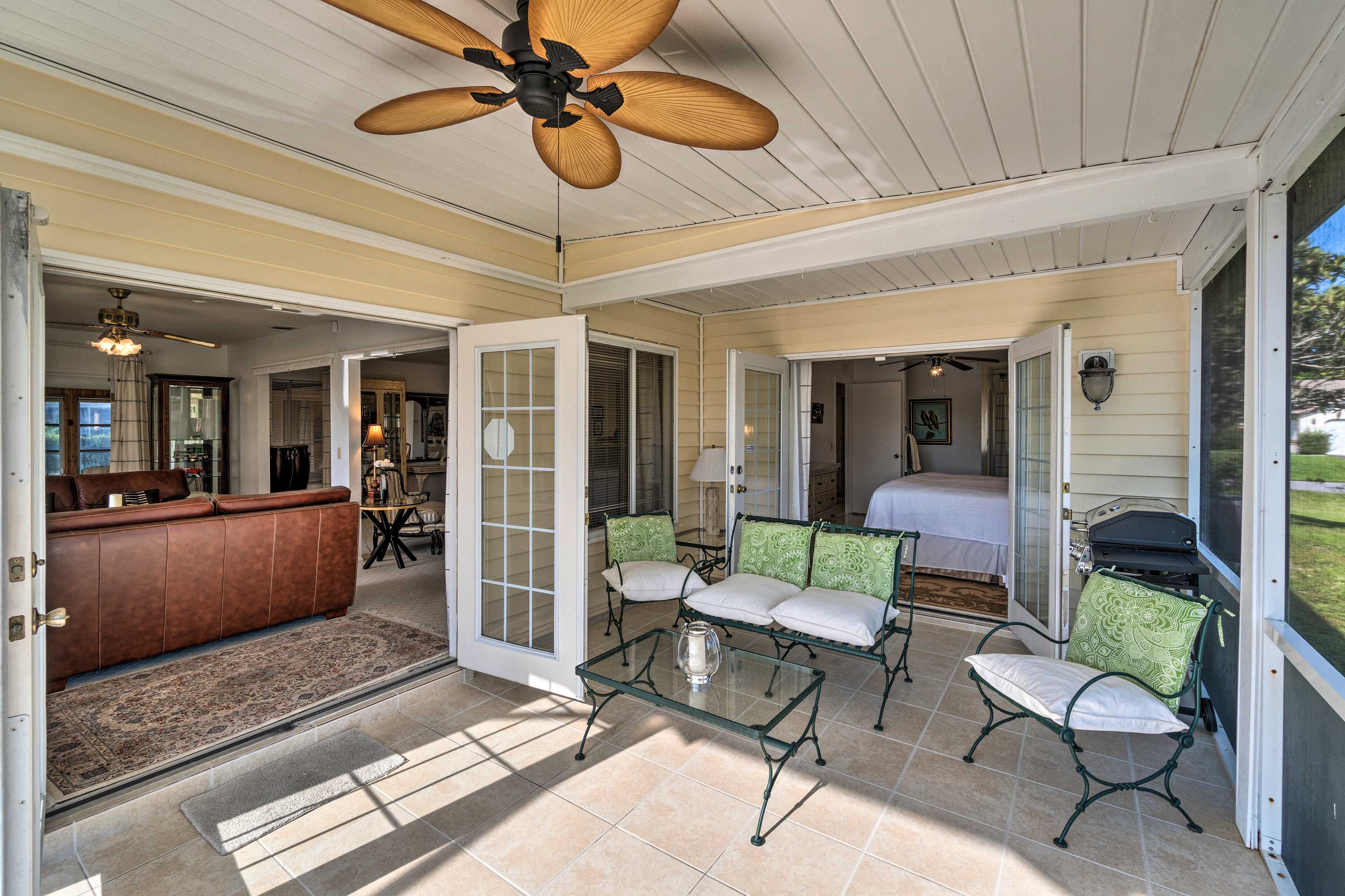 Lanai | 1st Floor | Access Via 2 Screen Doors, Living Room & Bedroom 1
