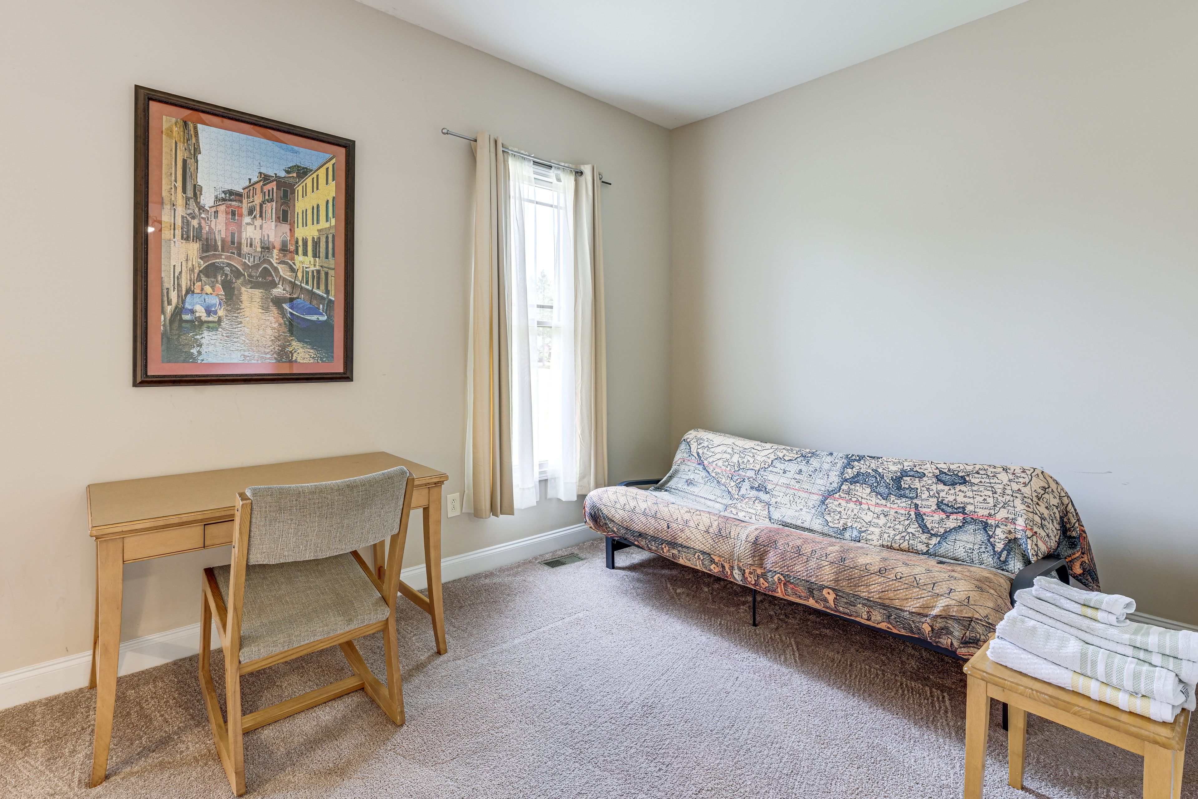 Bedroom 1 | Futon | Laptop-Friendly Workspace
