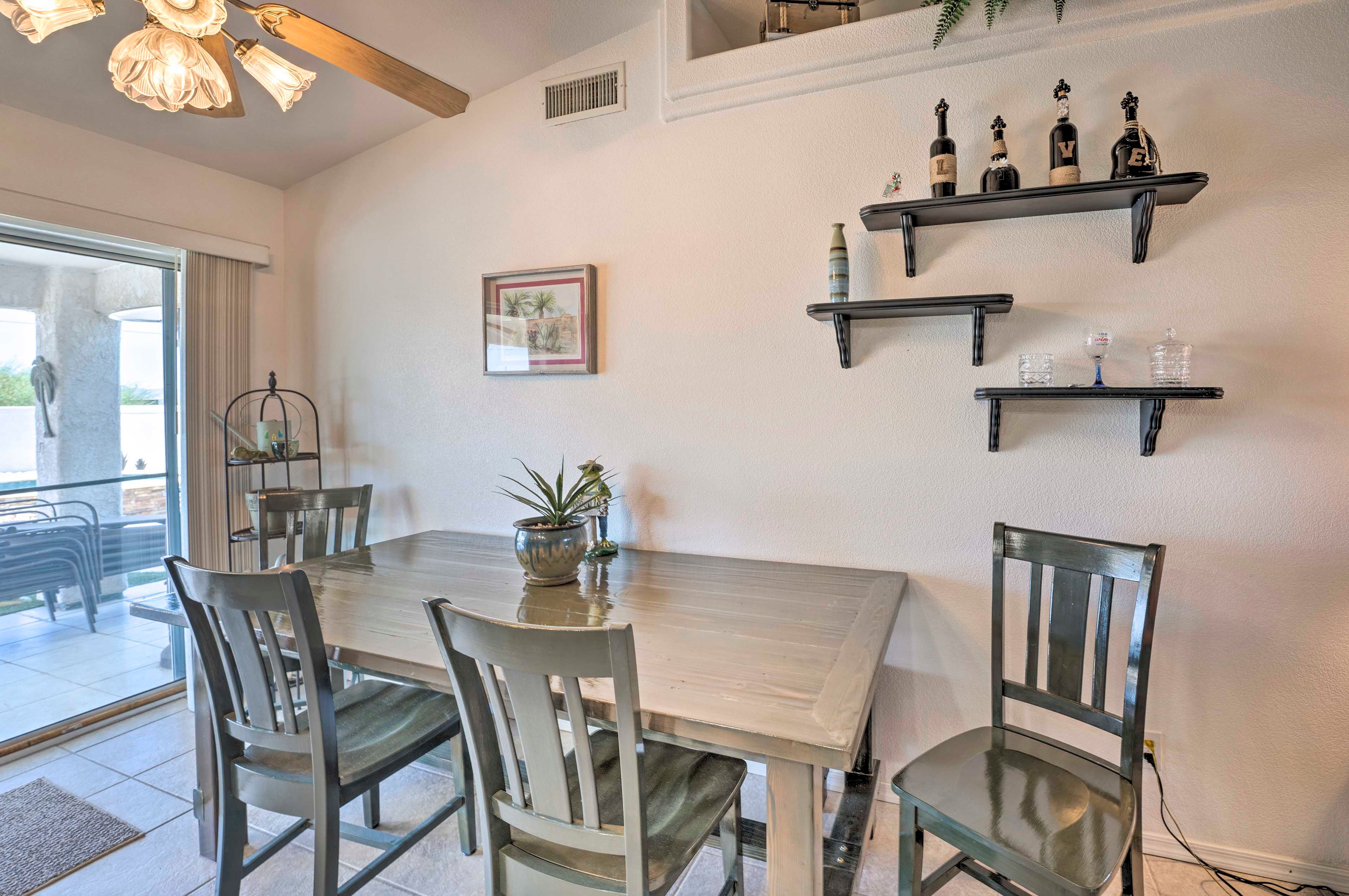 Dining Area | Dishware & Flatware | Patio Access