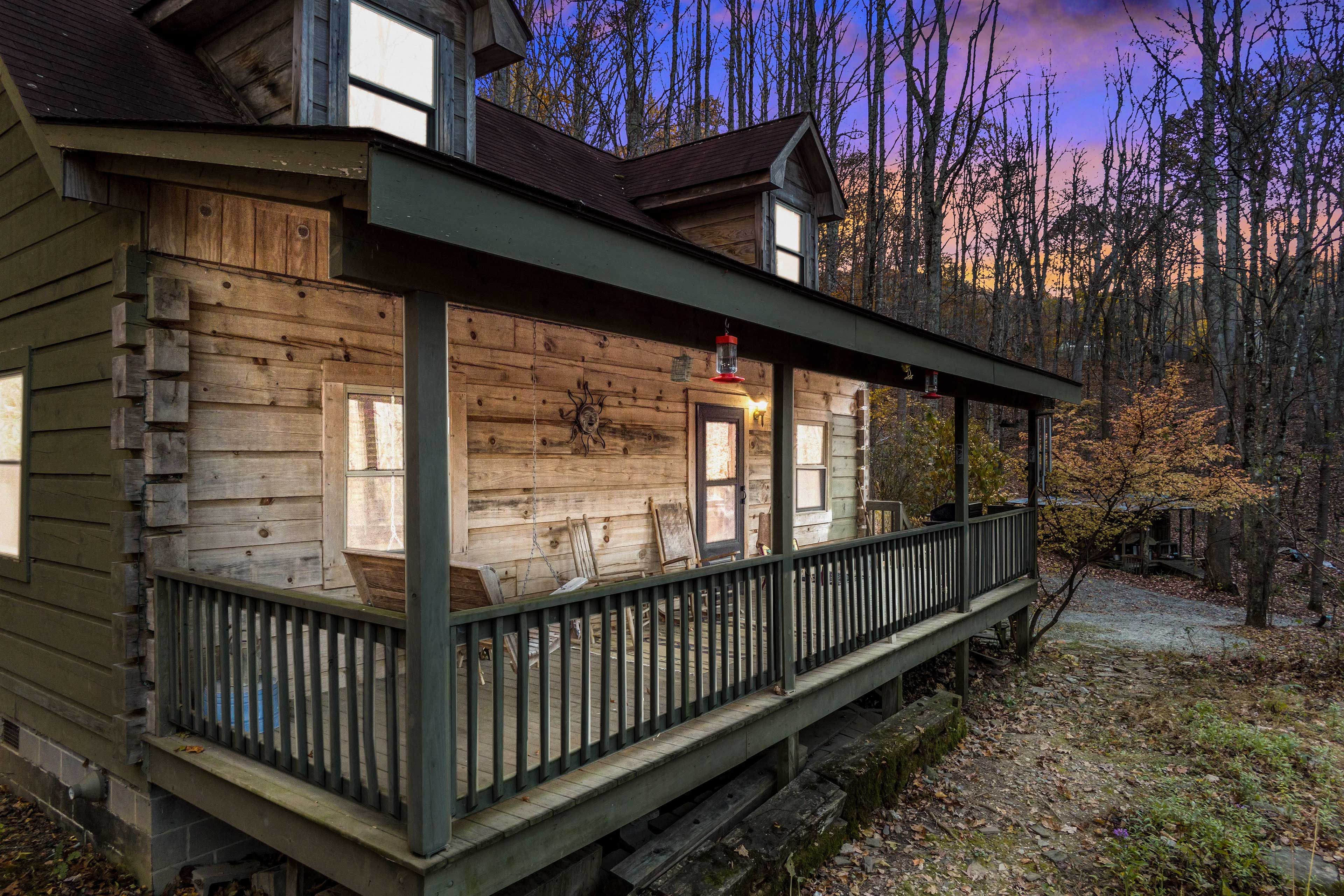 Cabin Exterior at Dusk
