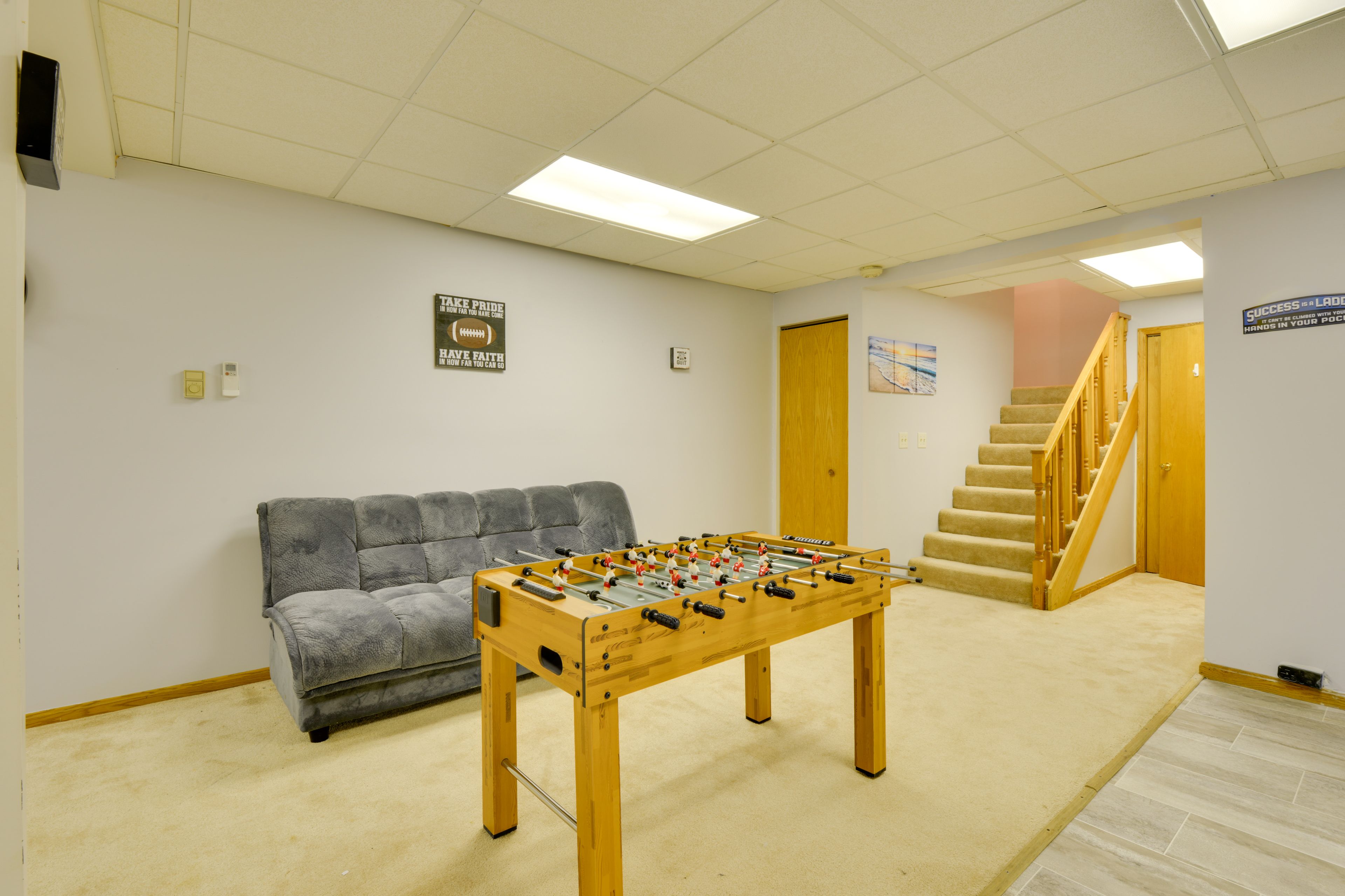 Basement | Step-Free Access Through Patio | Futon | Foosball Table | Pool Table