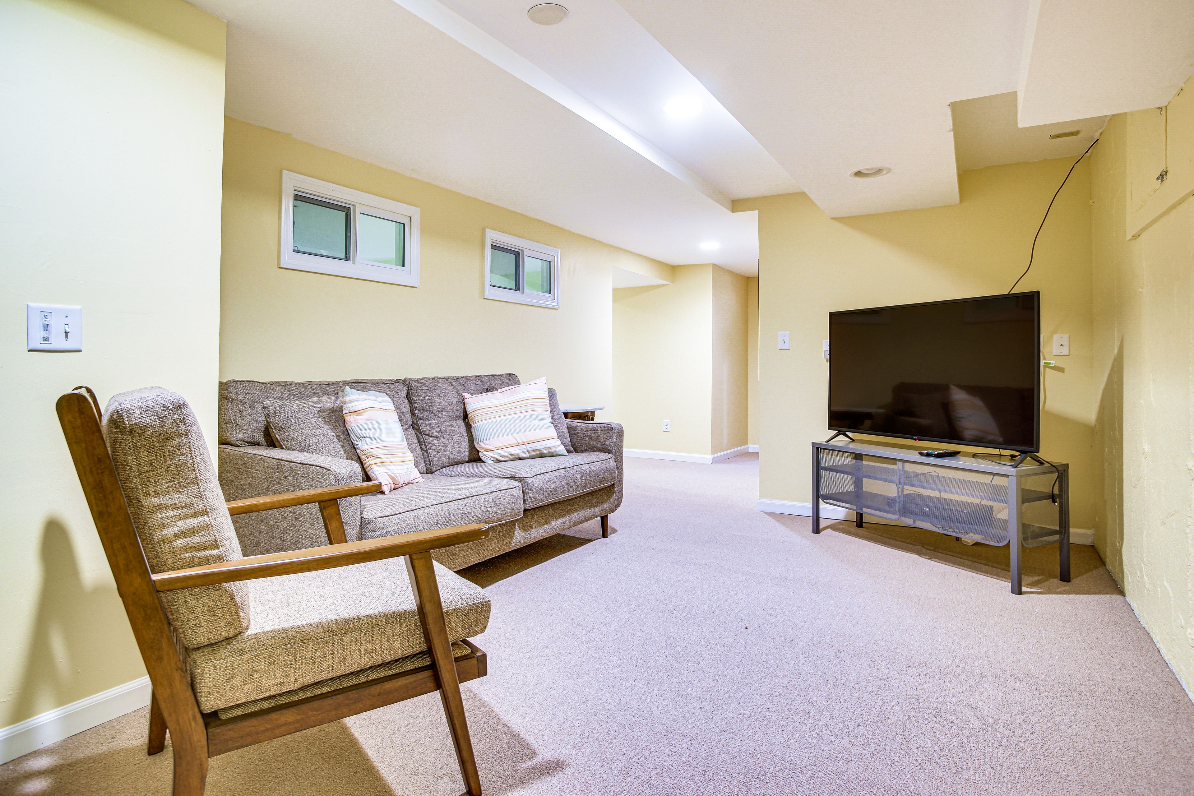 Living Room | Smart TV w/ Streaming Services | Basement Level
