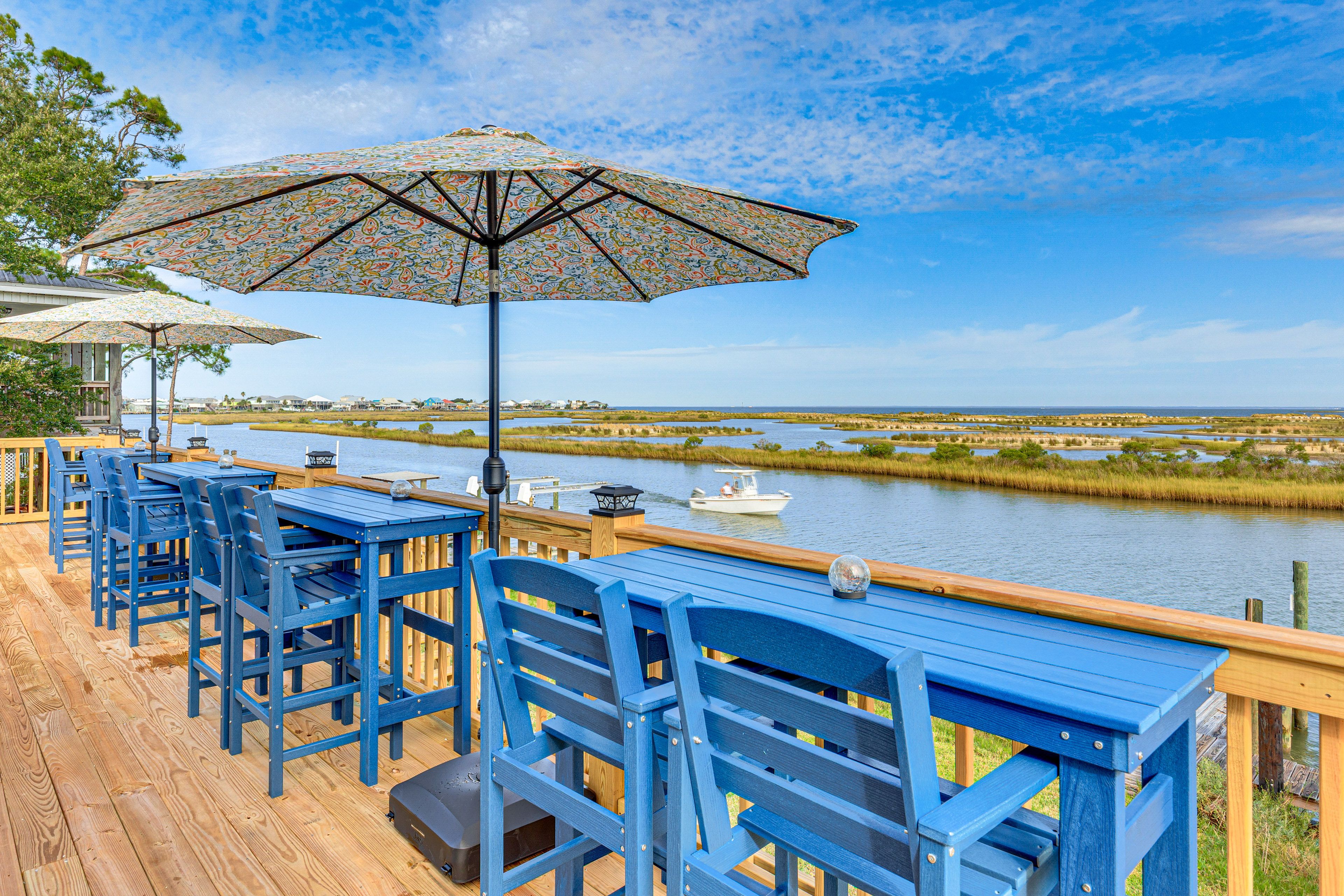 Dauphin Island Vacation Rental | 4BR | 2.5BA | 1,800 Sq Ft | Stairs to Access