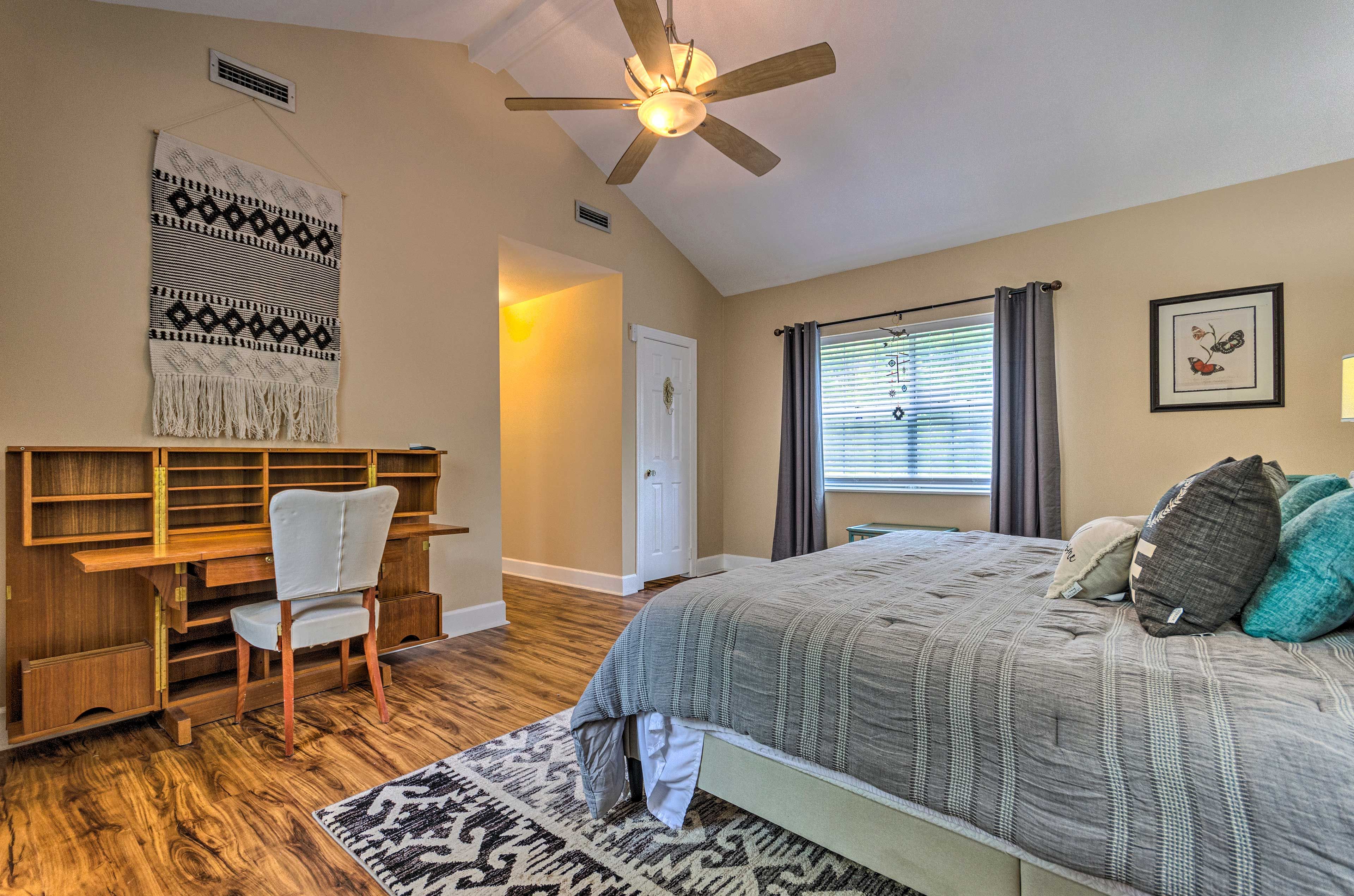 Bedroom 1 | Linens Provided | Desk Workspace
