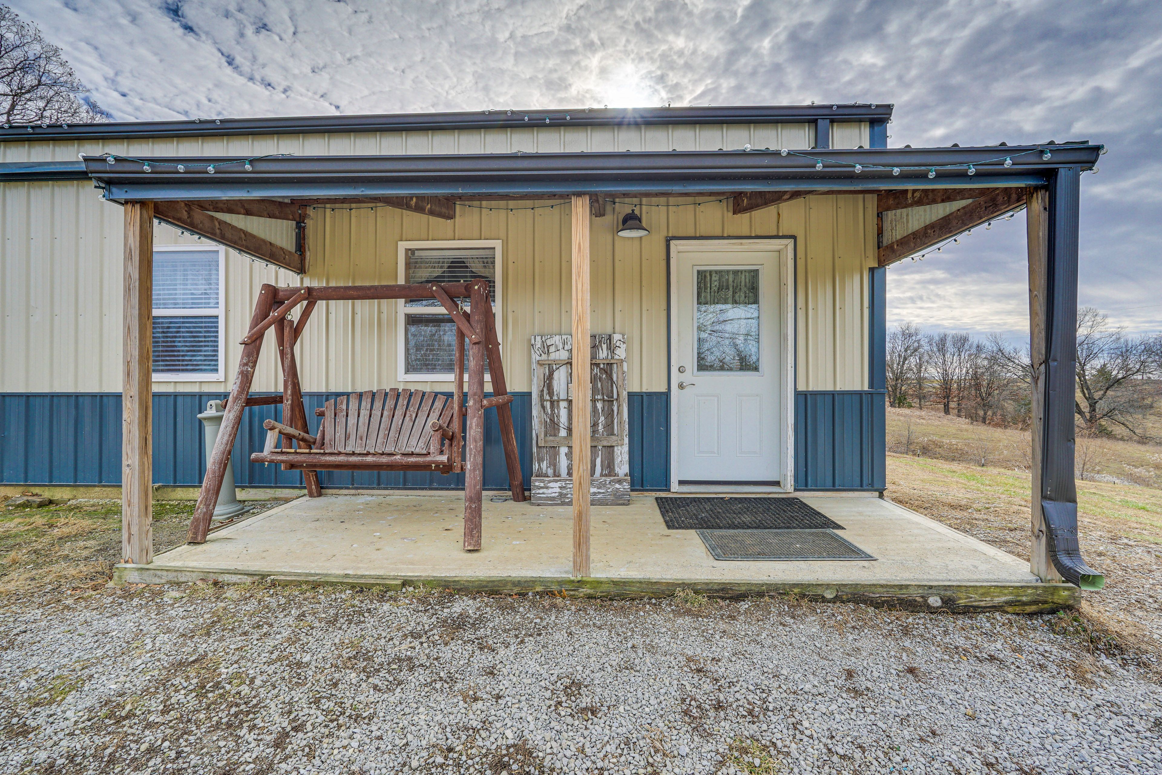 Cabin Exterior | Front Porch w/ Swing | Located on a Working Farm