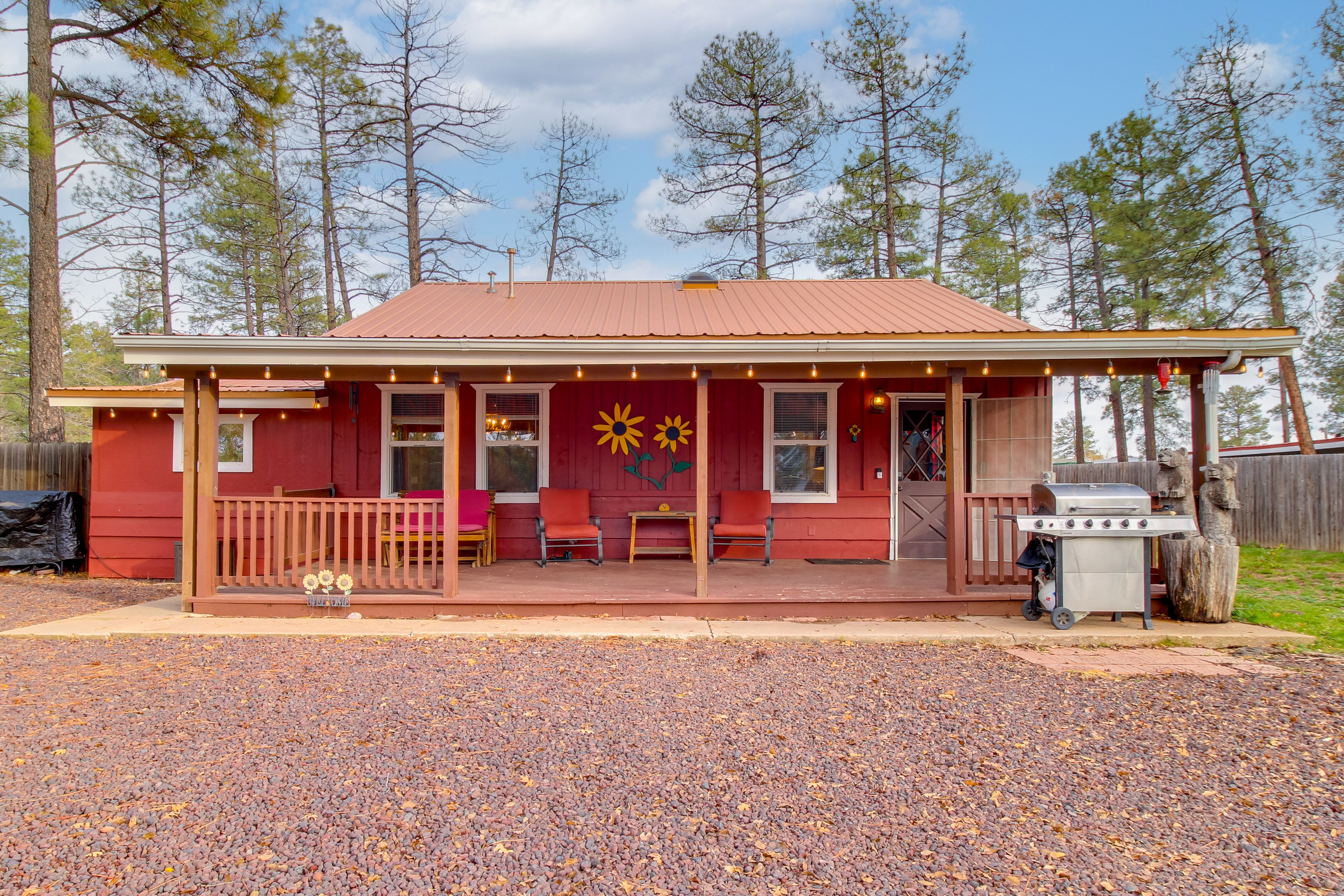 Cabin Exterior | Covered Porch | Gas Grill