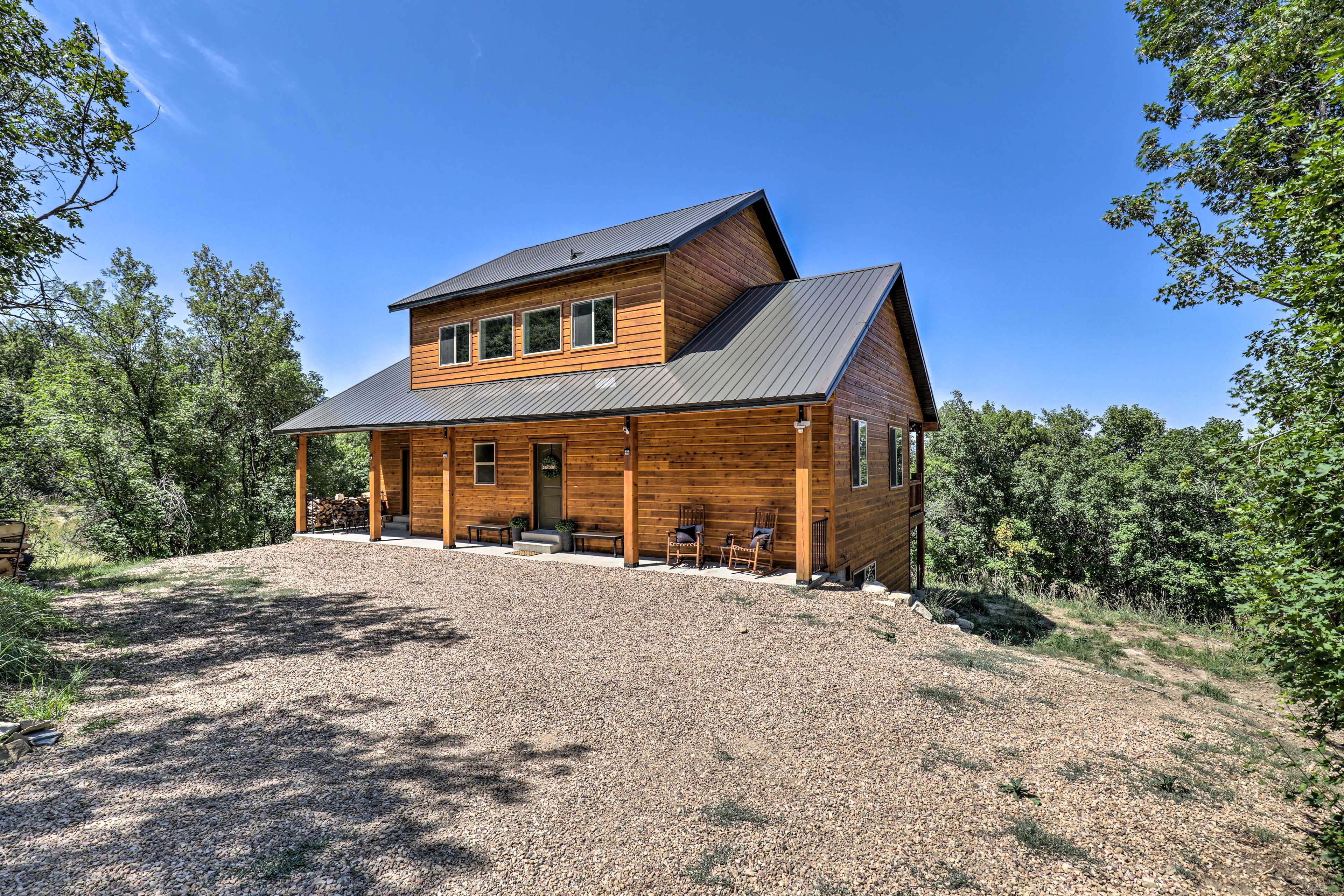 Cabin Exterior | Driveway Parking (4 Vehicles) | ATV Provided in Winter