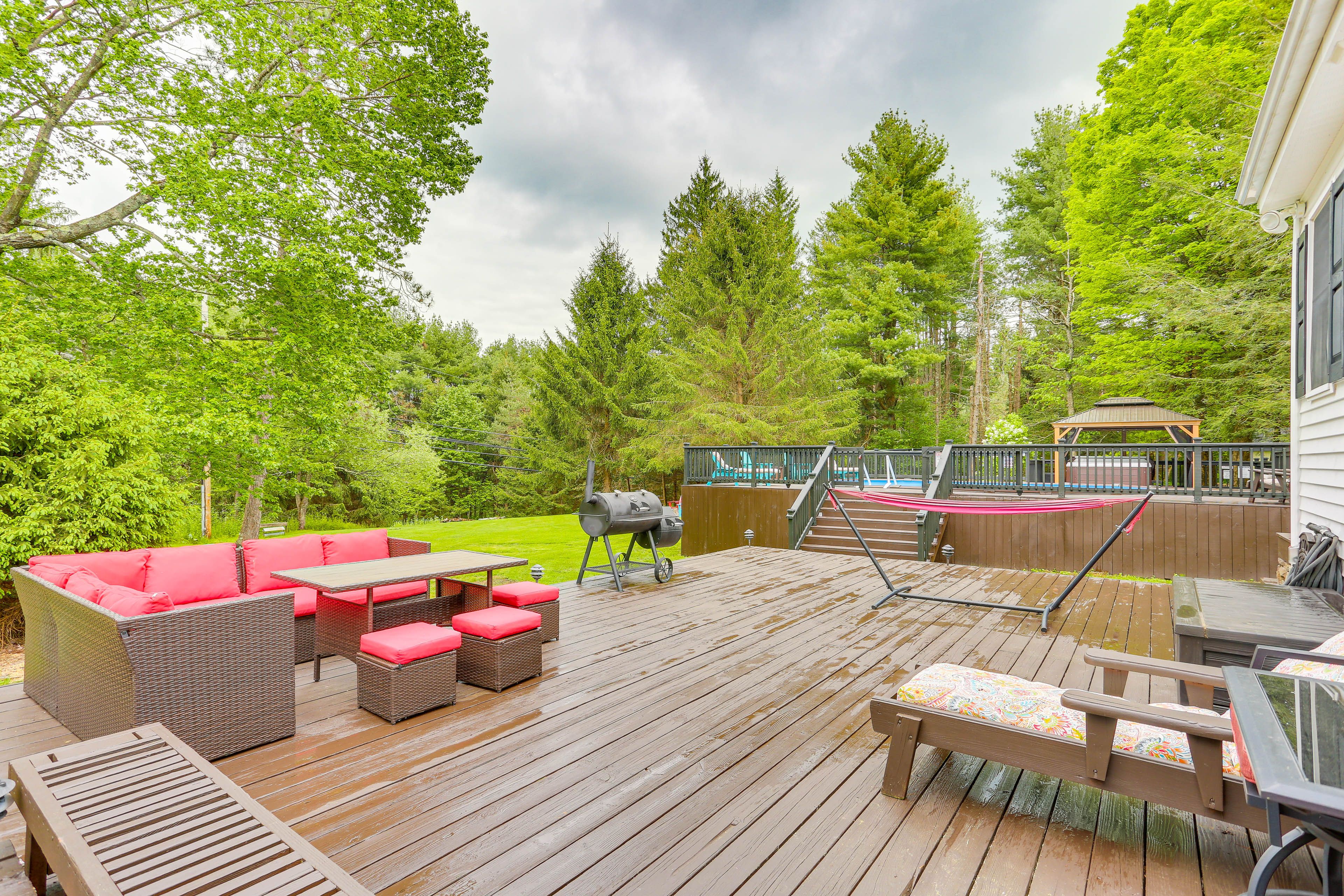 Back Deck | Charcoal Grill | Hammock | Outdoor Pool | Hot Tub