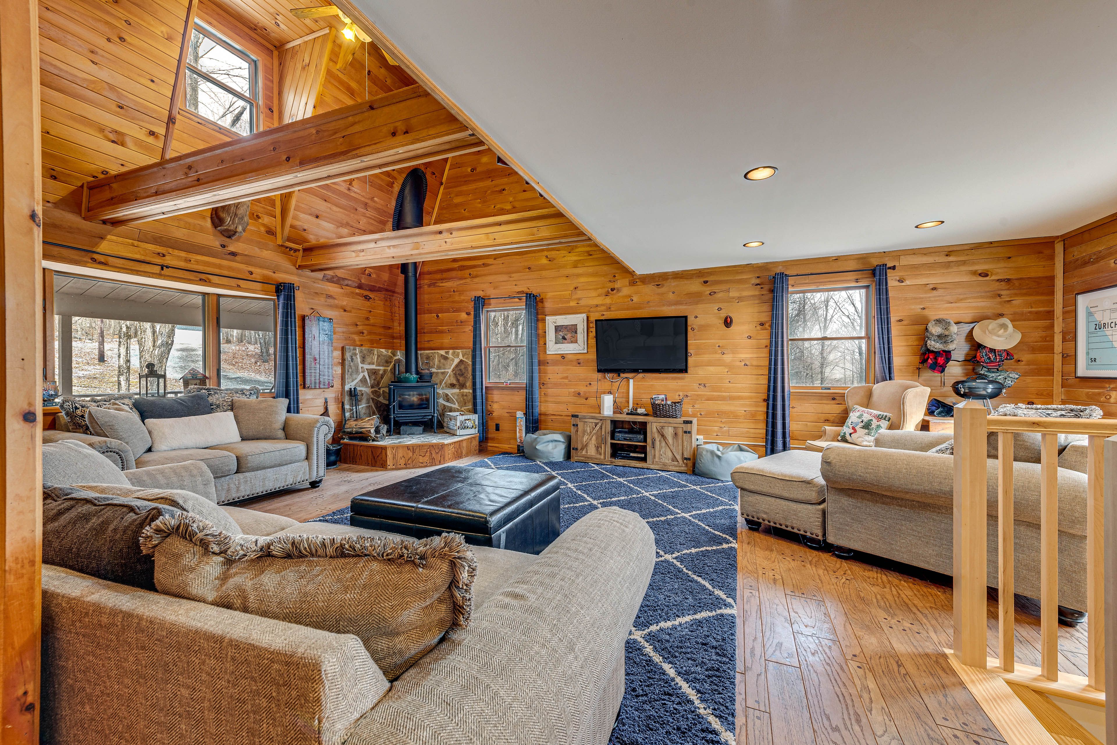 Living Room | Flat-Screen TV | DVD Player | Wood-Burning Stove