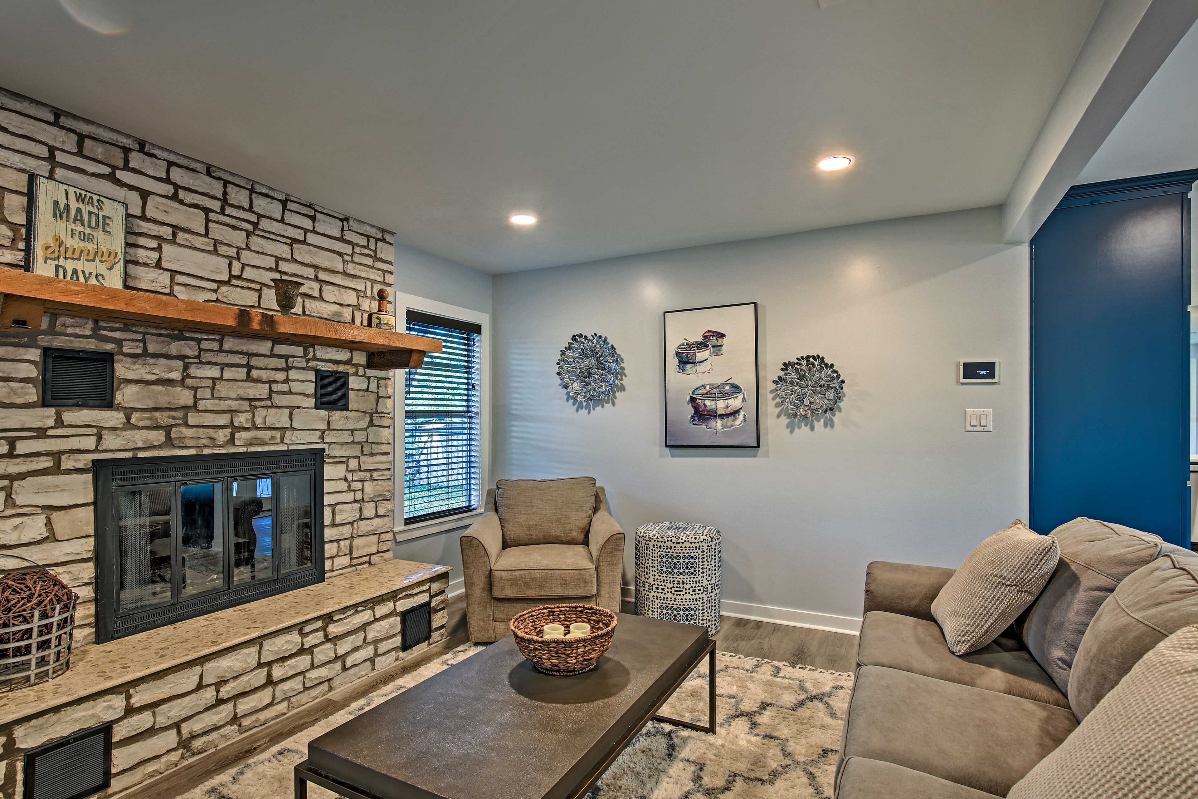 Living Room | Central Heat & A/C | Wood-Burning Fireplace