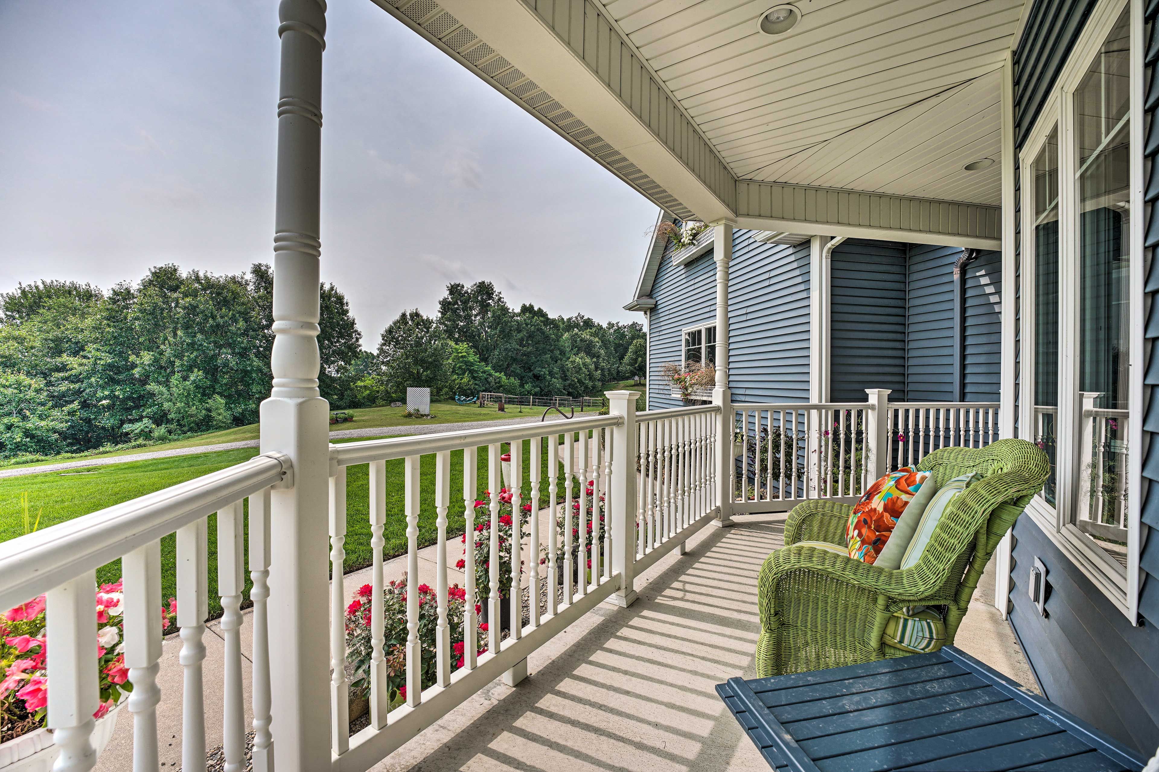 Covered Front Porch | Adjacent Horse Corral