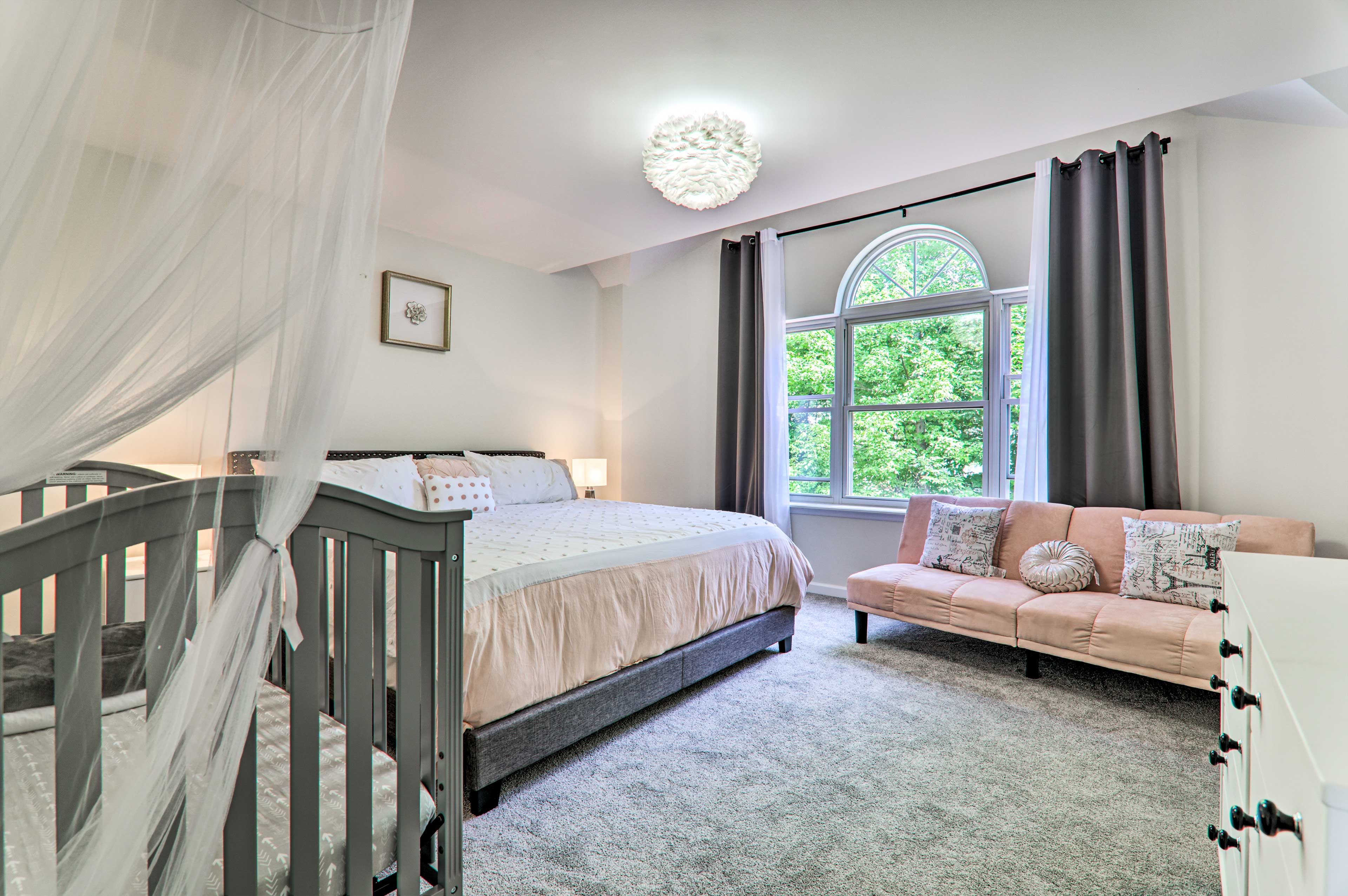 Bedroom 1 | 2nd Floor | King Bed | Futon | Crib | Smart TV